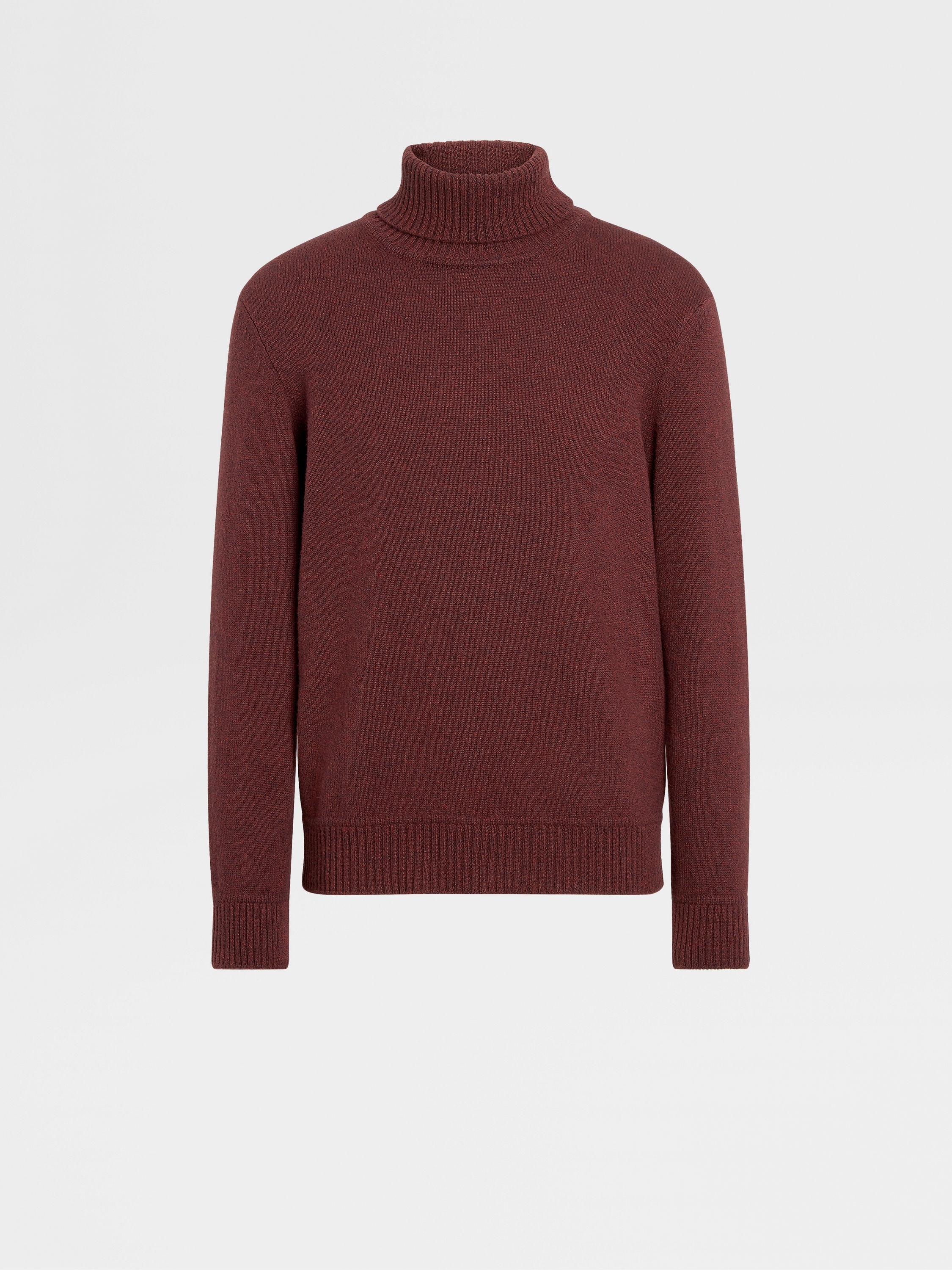 DARK BURGUNDY AND GREY OASI CASHMERE TURTLENECK - 1