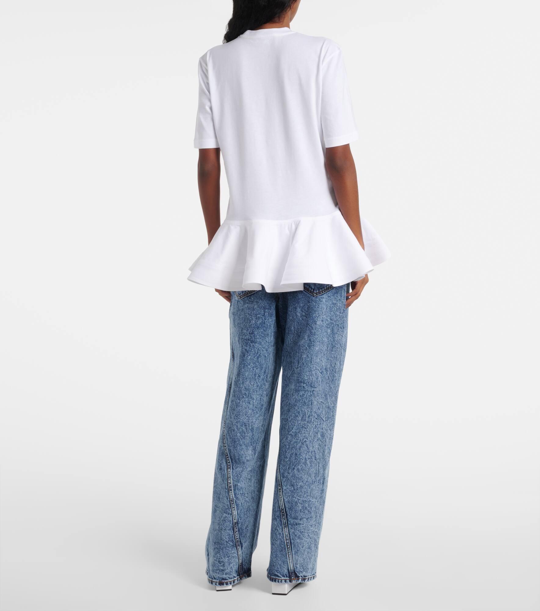 Peplum cotton jersey T-shirt - 3