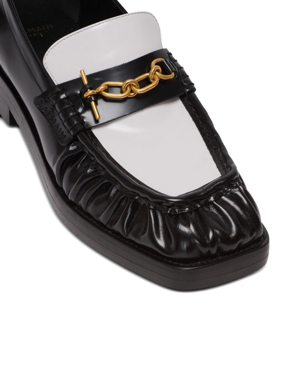 glazed leather loafers - 6