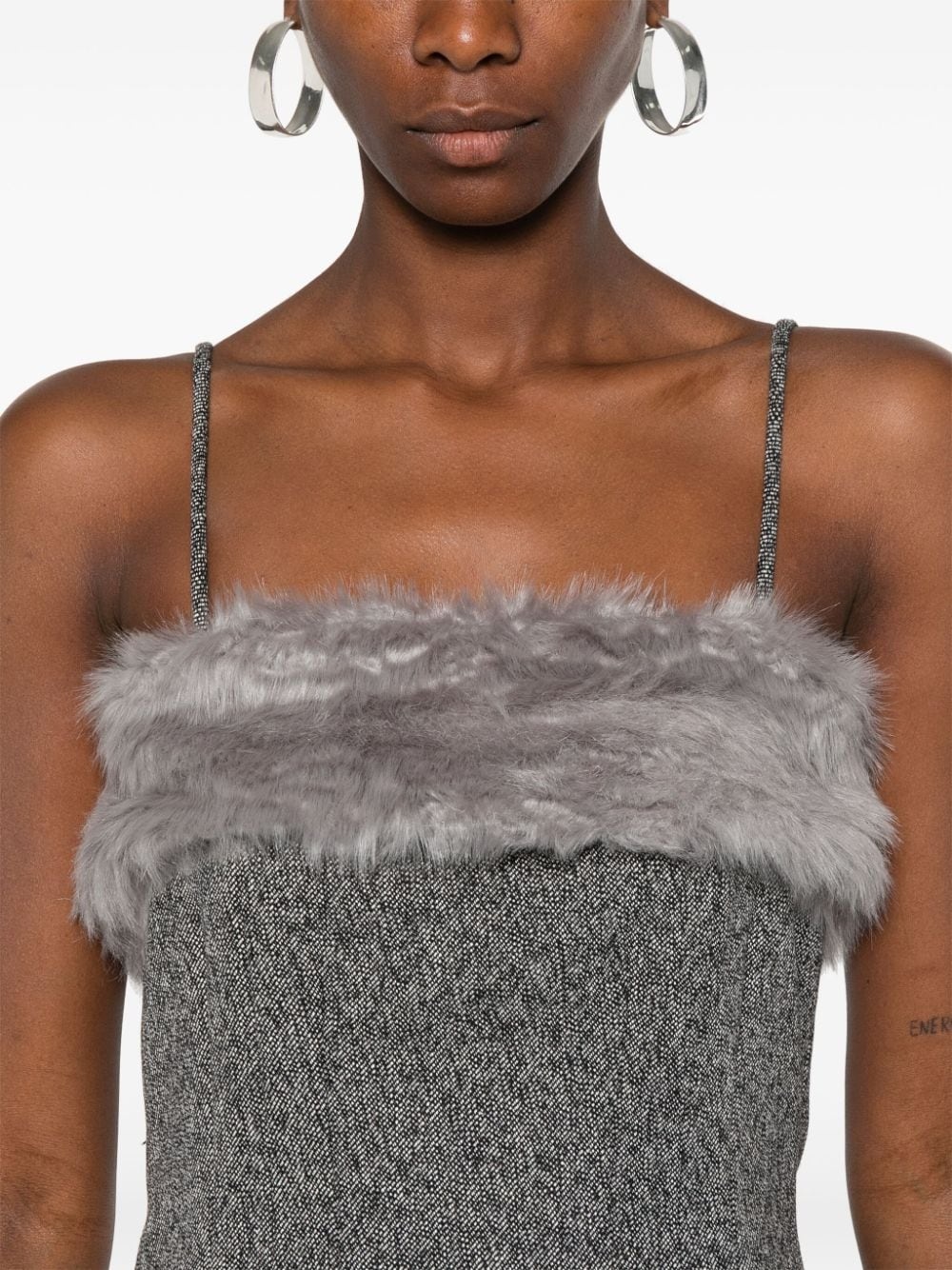 faux-fur trim mini dress - 5