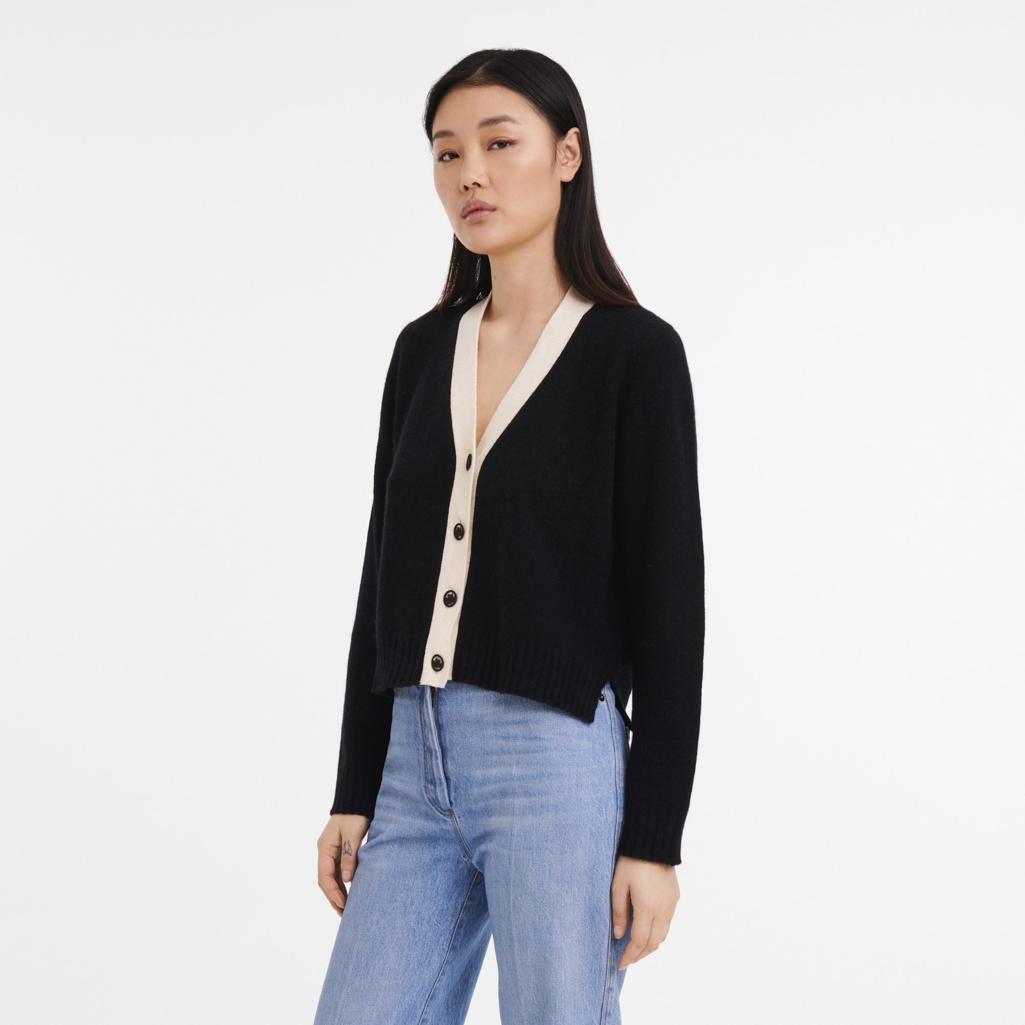 Fall-Winter 2023 Collection Cardigan Black/Ivory - OTHER - 3