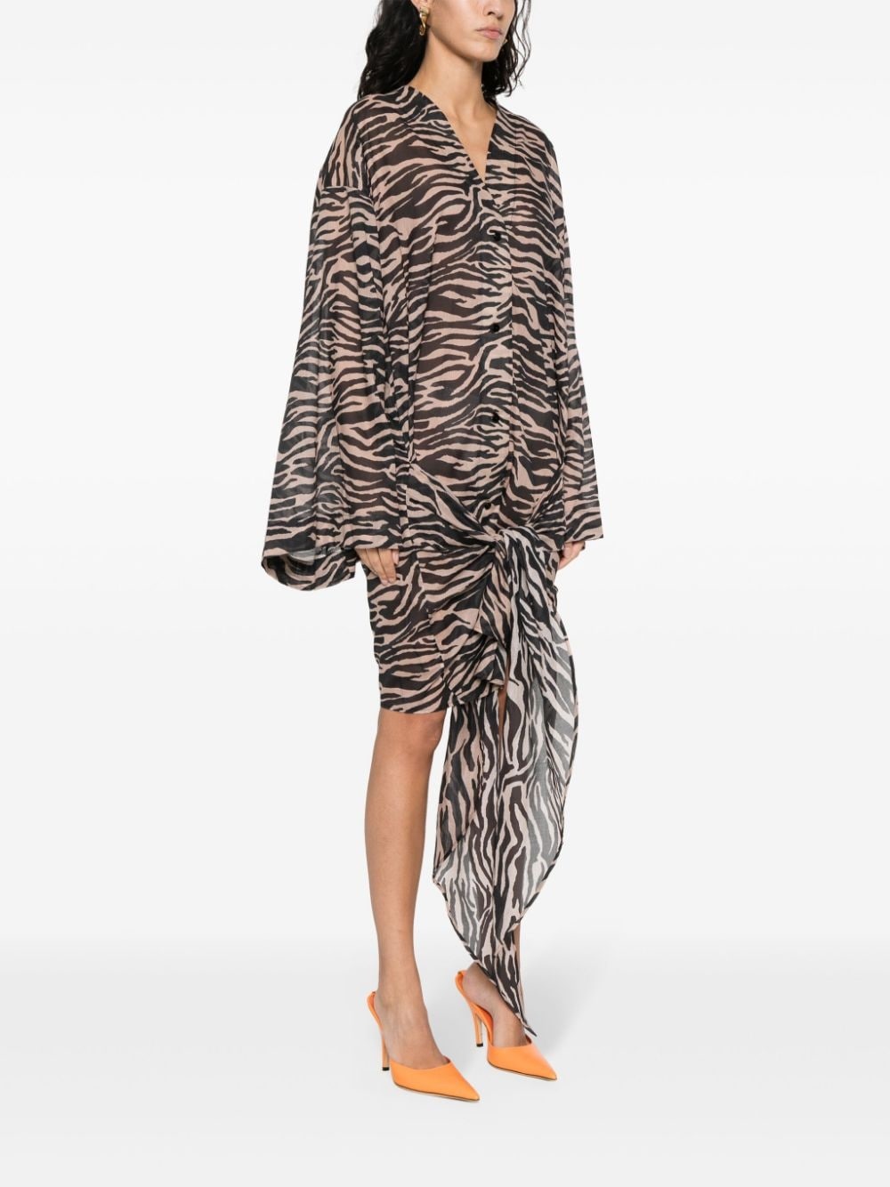 zebra-print shirt dress - 3