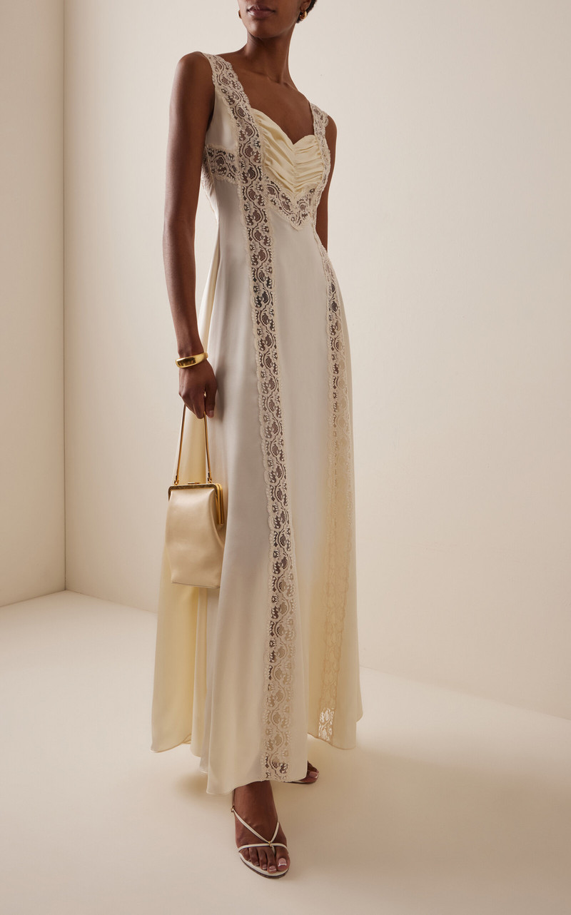 RODARTE Exclusive Lace-Detailed Silk-Satin Maxi Slip Dress neutral outlook