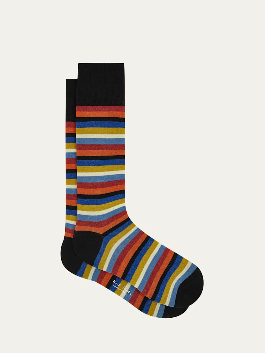 Men's Colorblock Stripe Crew Socks - 1