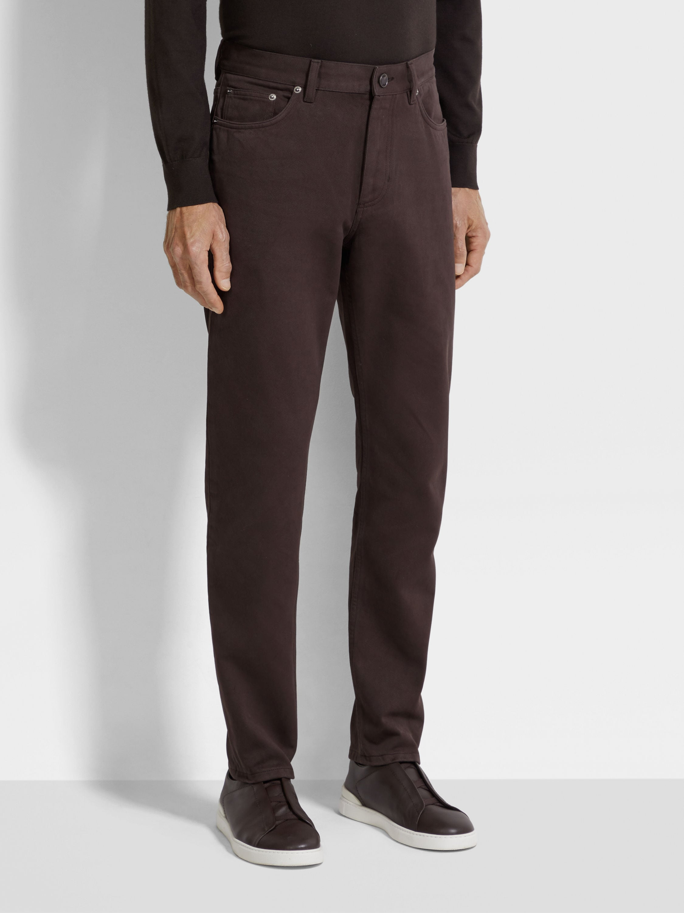 DARK BROWN DÉLAVÉ ROCCIA PANTS - 4