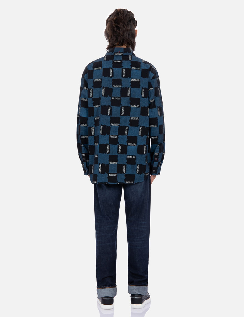 EVISU ALLOVER CHECK PATTERN PRINT OXFORD SHIRT outlook
