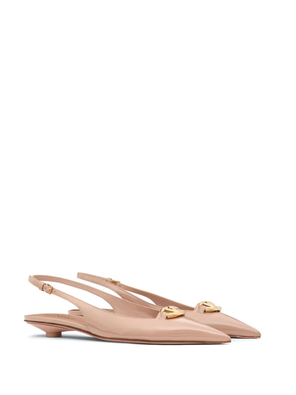 VLogo Signature leather slingback ballerina shoes - 2