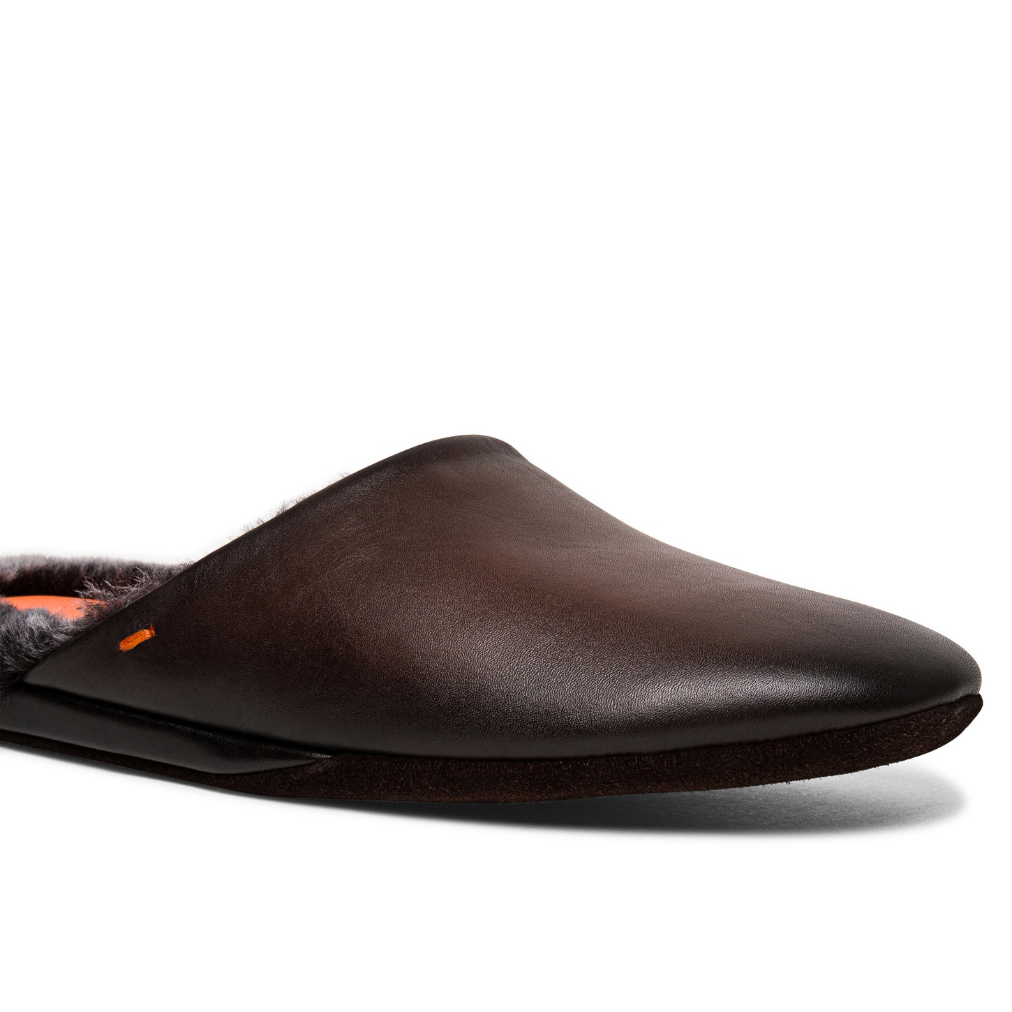 Men’s polished brown leather slipper - 6