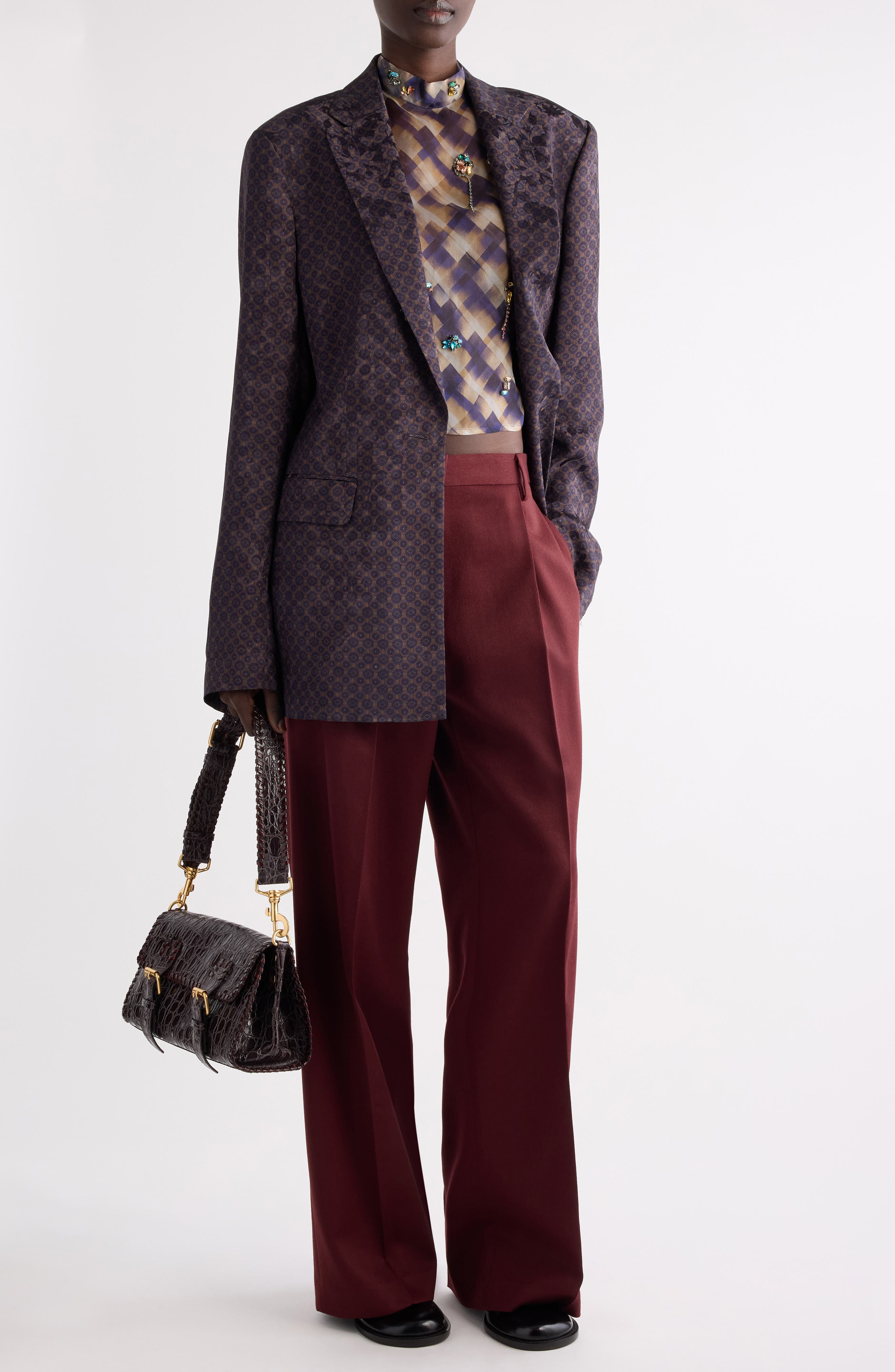 Dries Van Noten Portias Pleated Wool Pants in Brique at Nordstrom - 2