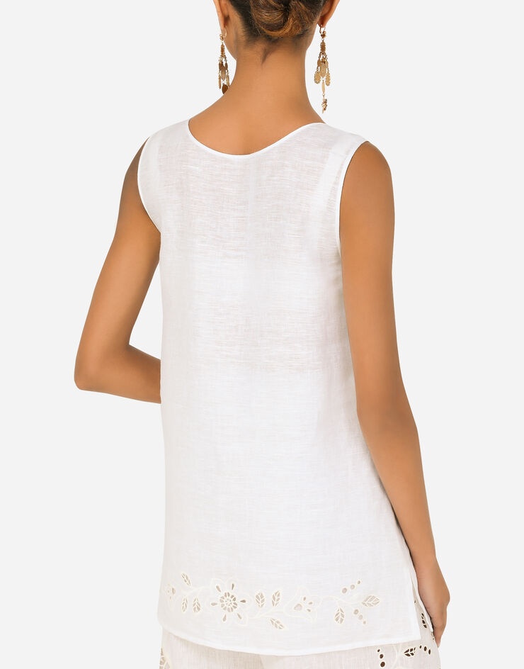 Linen tunic with openwork embroidery - 5