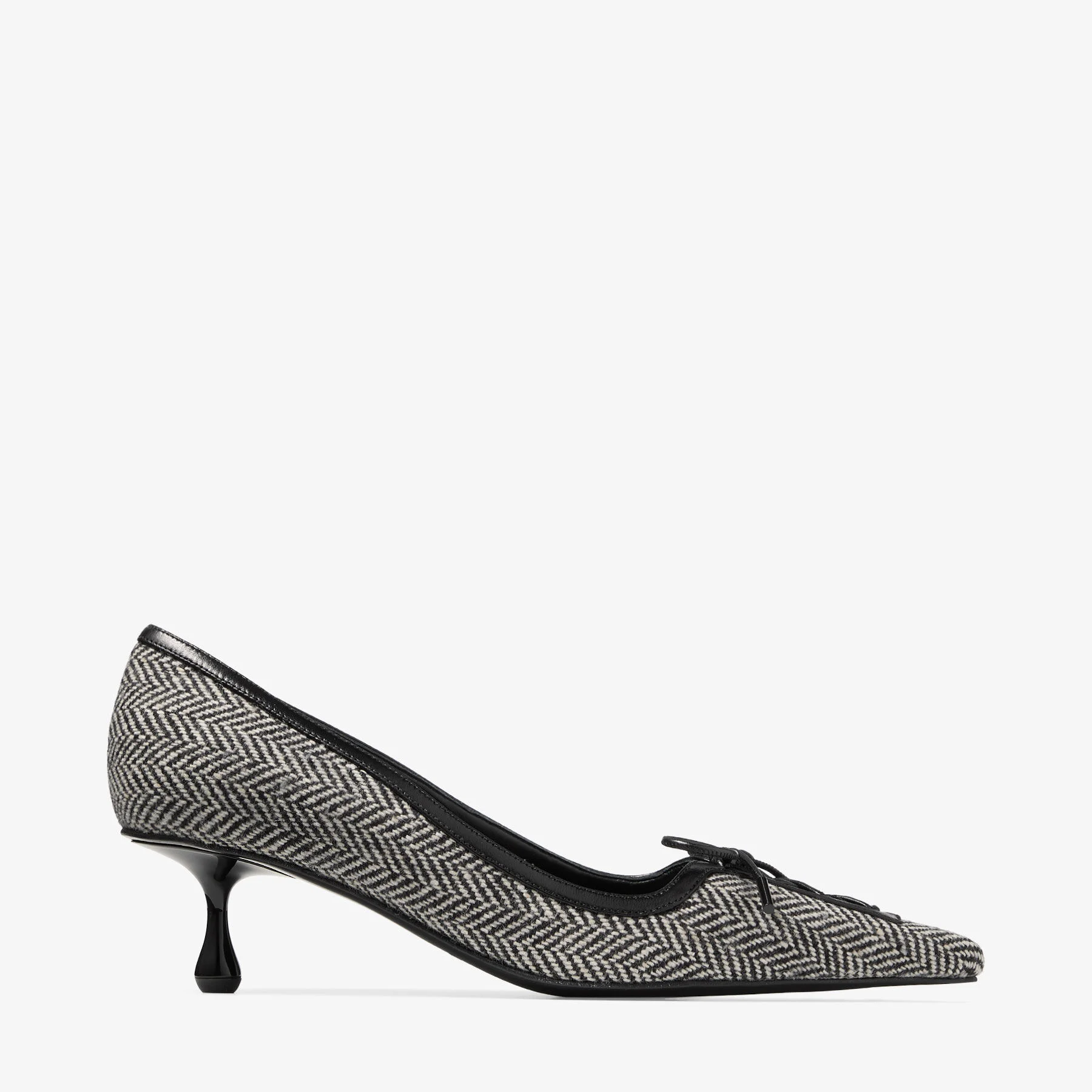 Scarlett 50 Grey and Black Mix Herringbone Fabric and Nappa Leather Pumps - 1