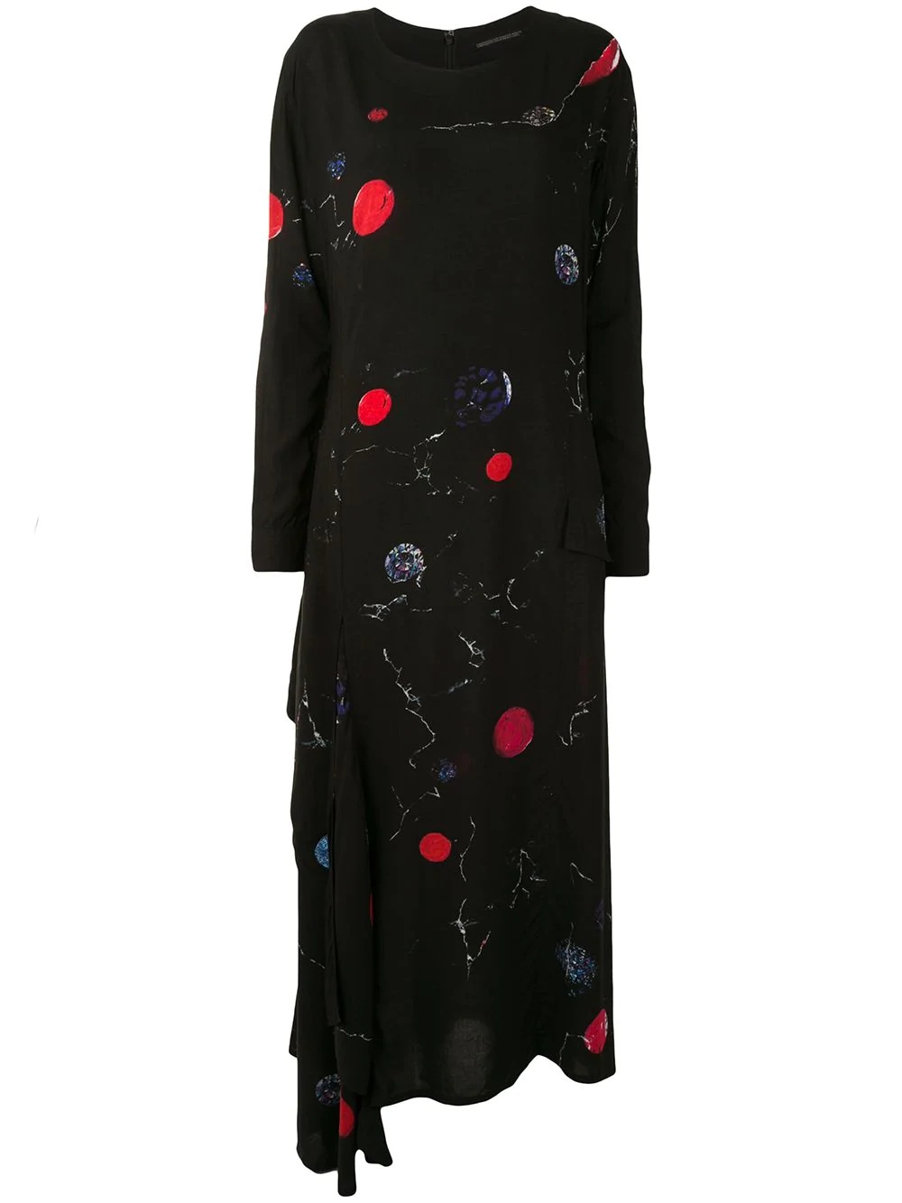 asymmetric circle-print shift dress - 1