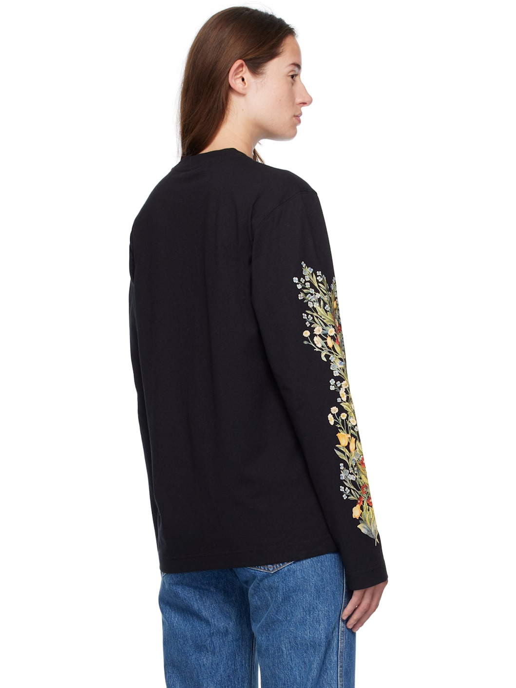 Black Long-Sleeve Forest Cotton T-shirt - 3