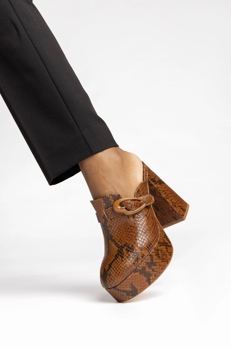 Larroudé Dolly Verona Clog In Oud Python Embossed Leather outlook