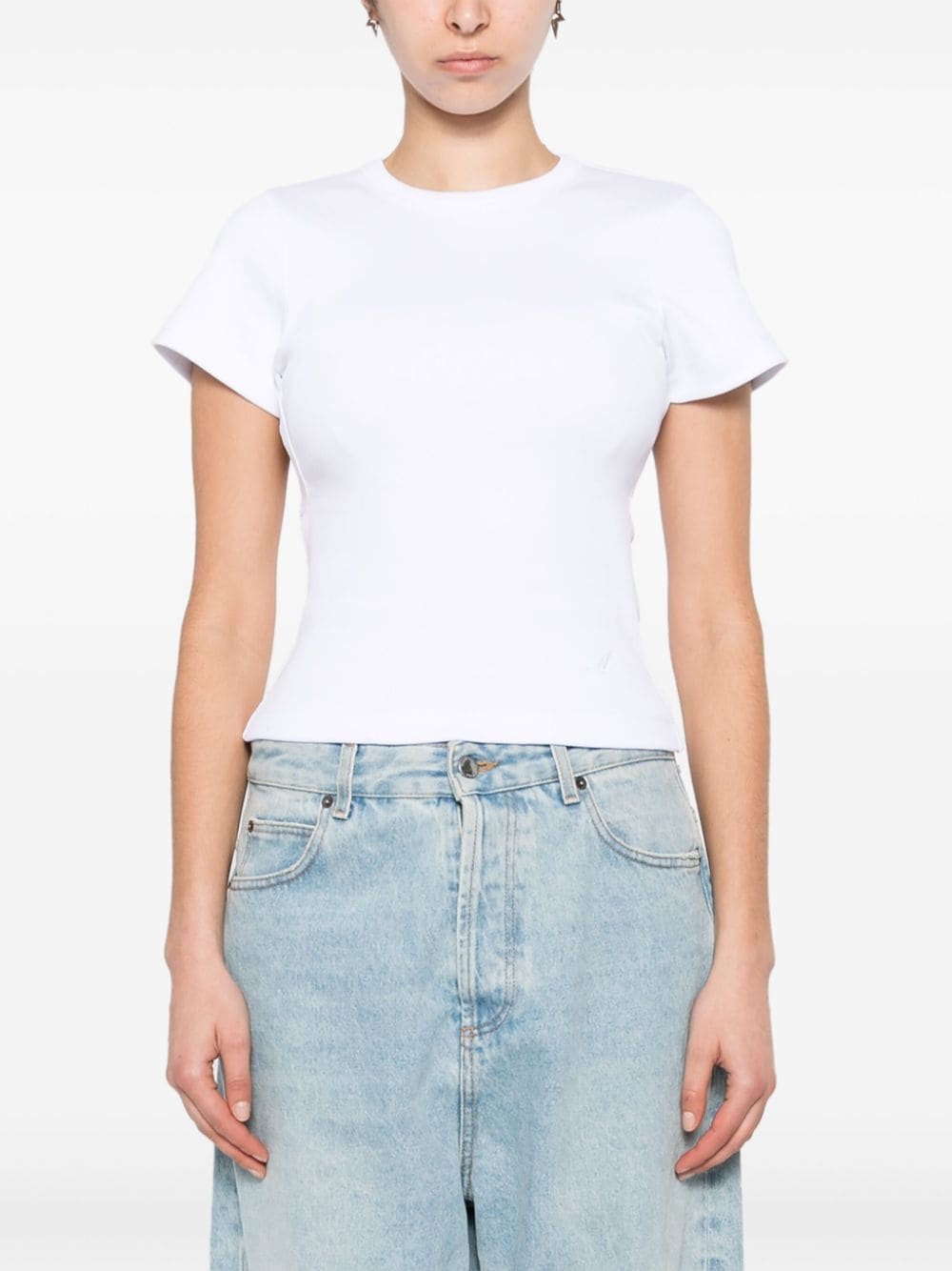 cut-out ribbed T-shirt - 3