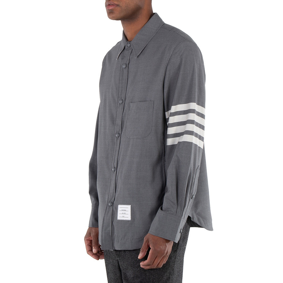 Thom Browne Medium Grey 4-Bar Wool Shirt Jacket - 2