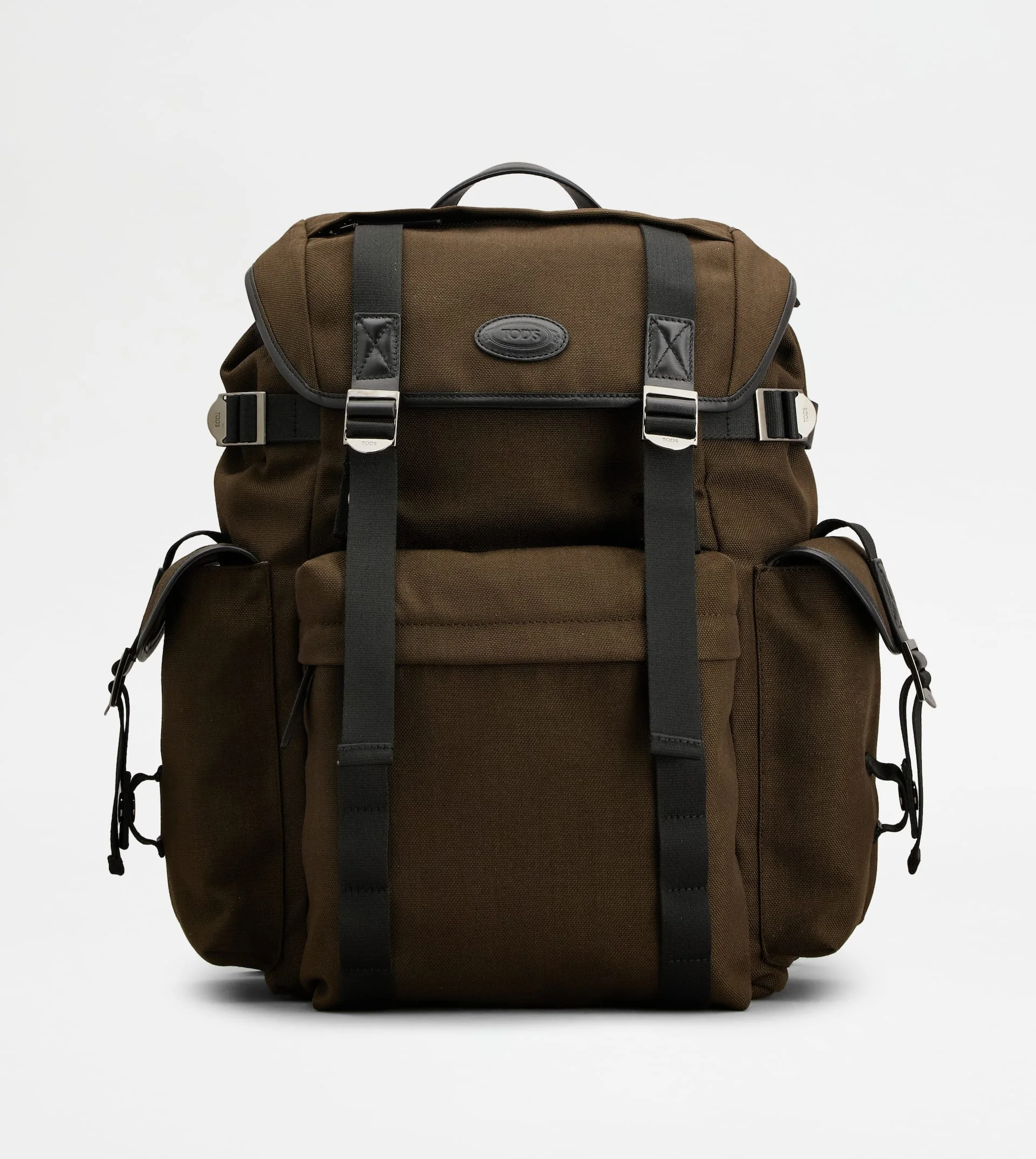 BACKPACK IN FABRIC AND LEATHER MEDIUM - BROWN, BLACK - 1