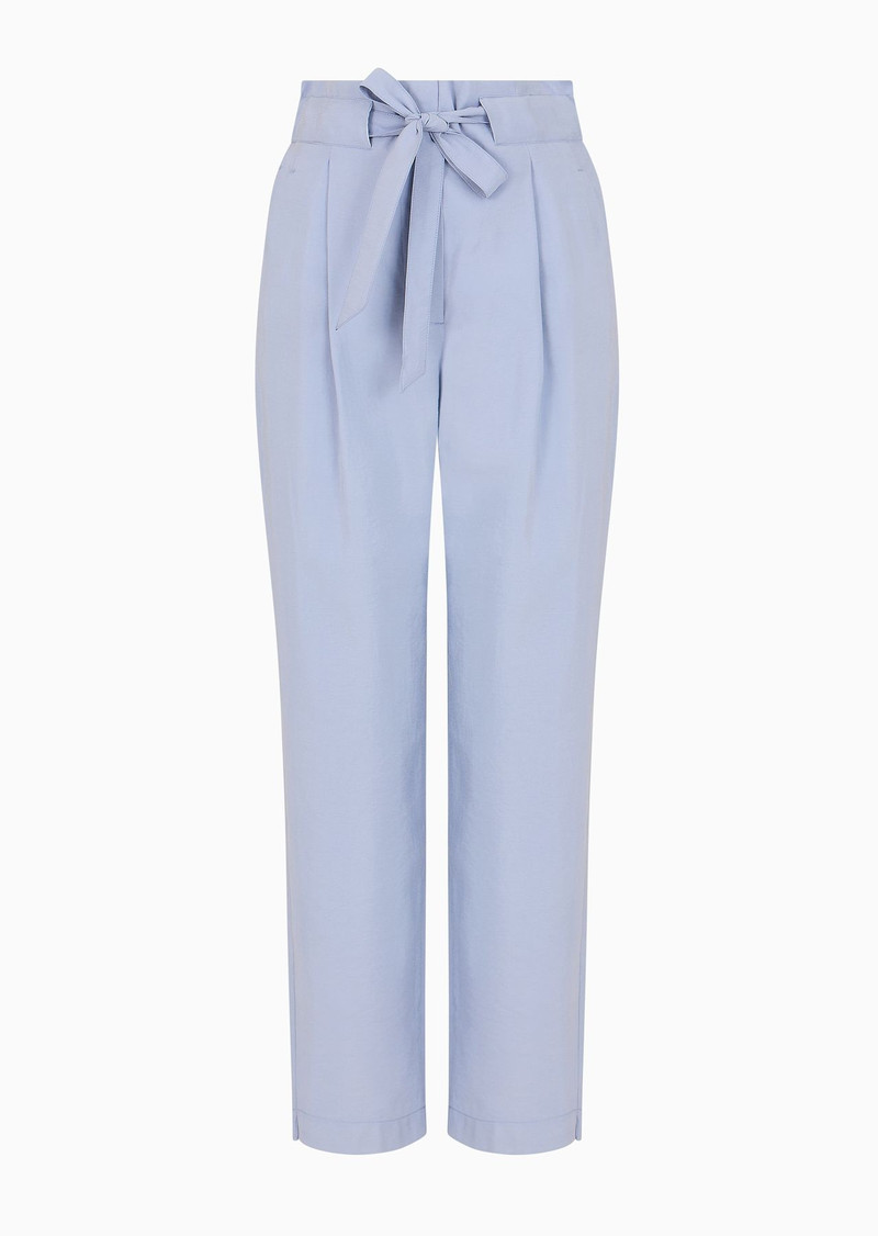 Flowing drawstring trousers in washed matte modal 1