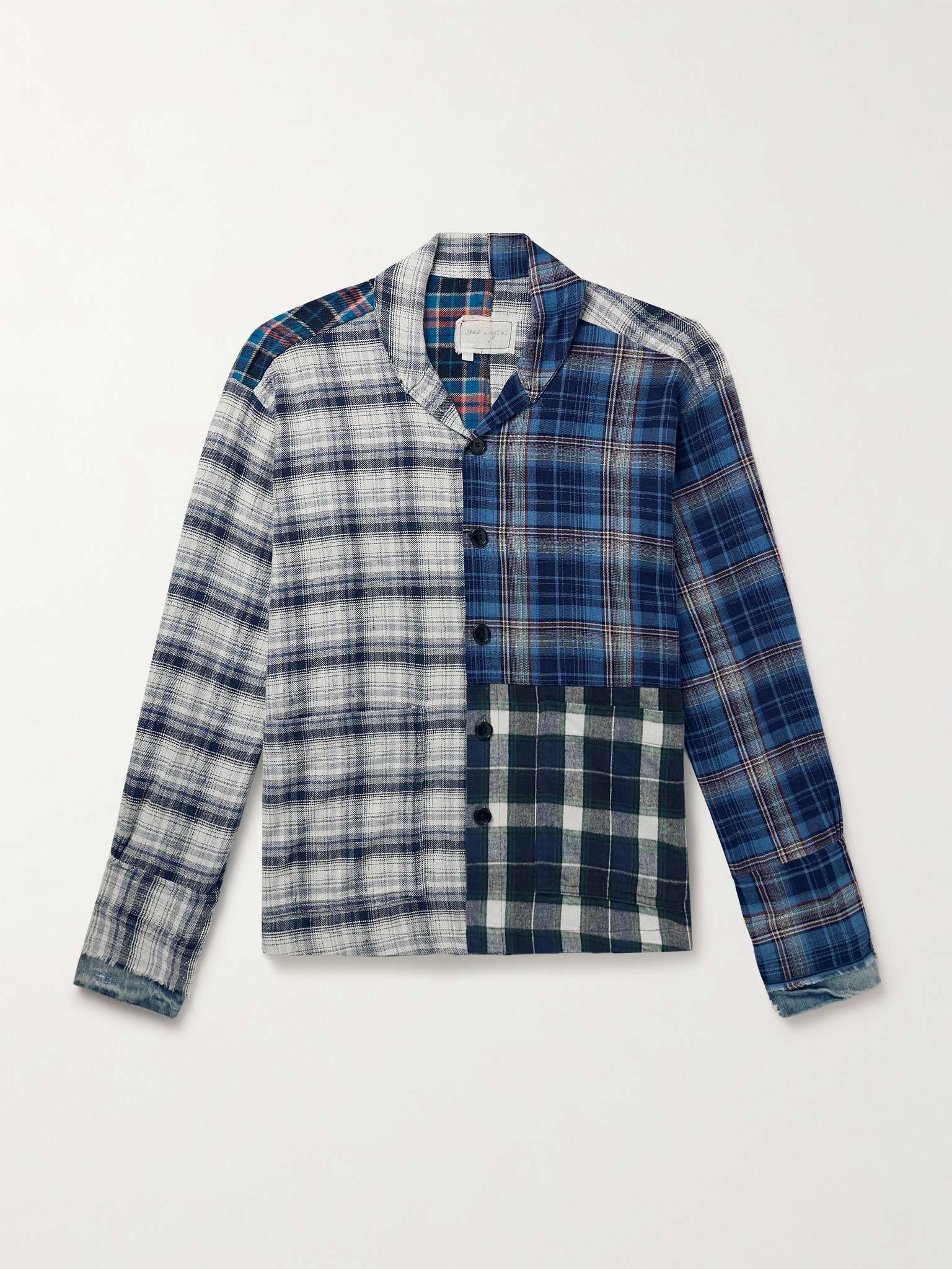 Denim-Trimmed Patchwork Checked Cotton and Flannel Shirt - 1