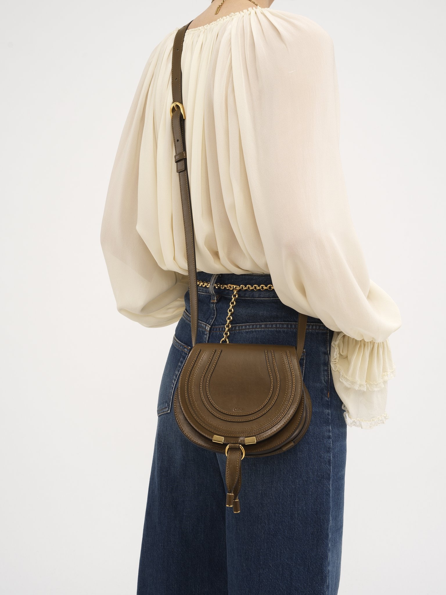 SMALL MARCIE SADDLE BAG IN SHINY LEATHER - 2