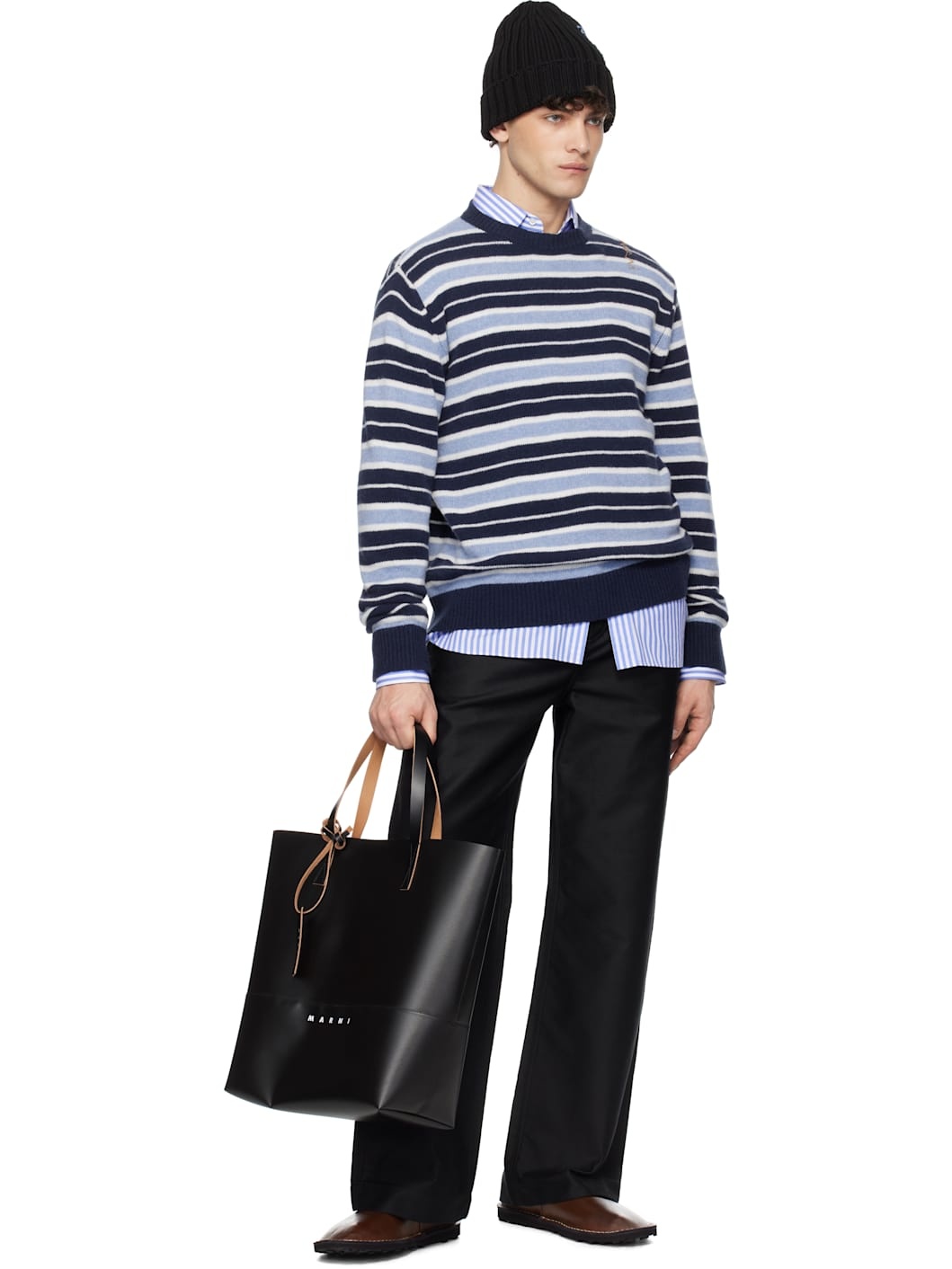 Blue & White Iconic Stripe Cashmere Blend Sweater - 4