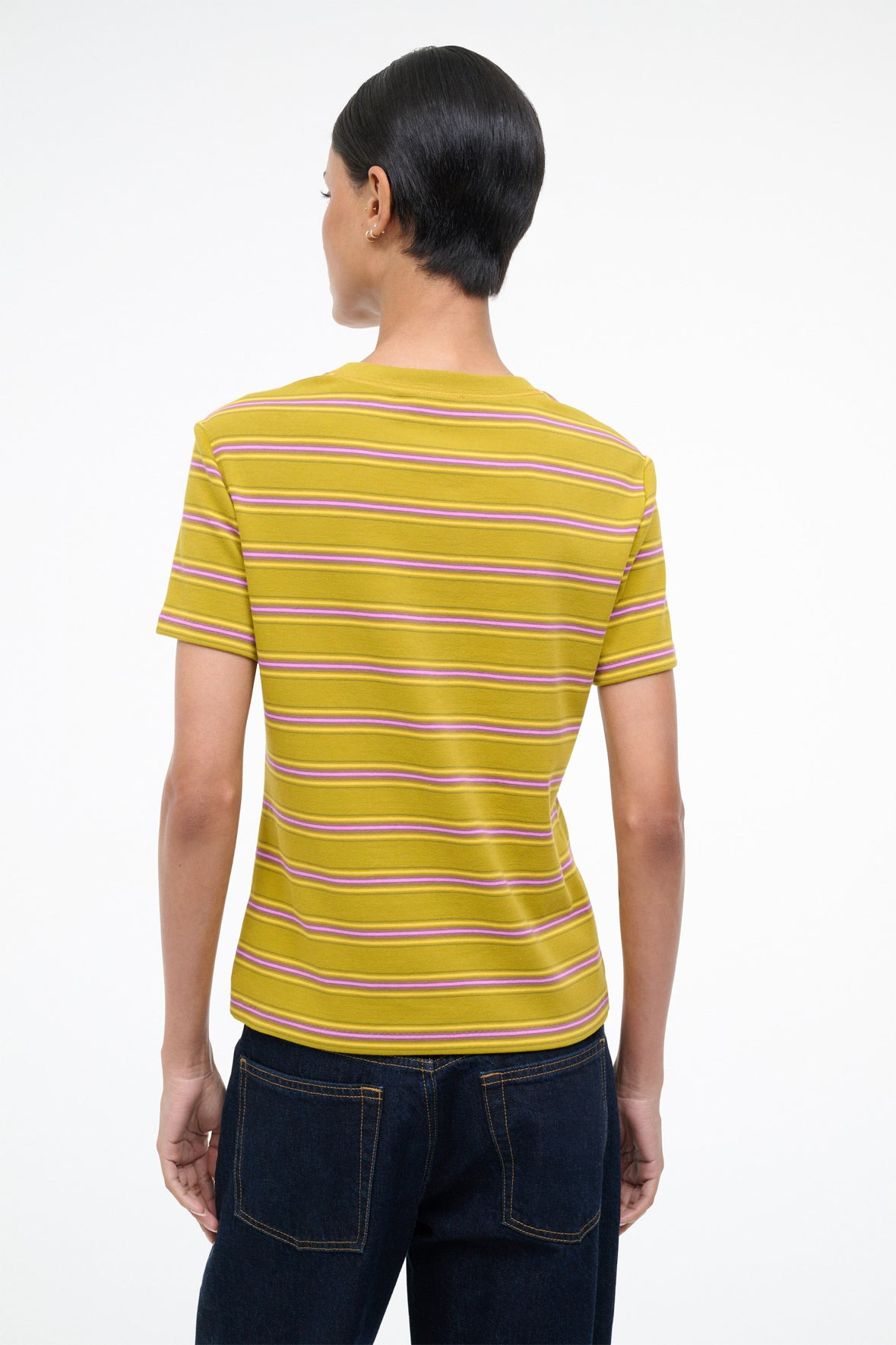 STAUD WEEKEND CREW TEE SPECTRUM STRIPE - 3