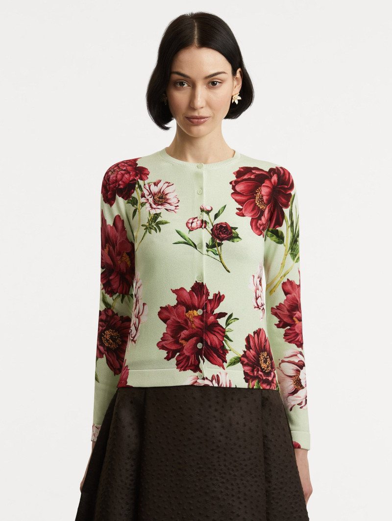Oscar de la Renta PEONY PRINTED CARDIGAN outlook
