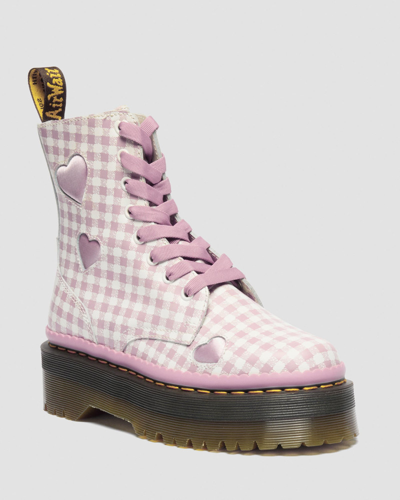 JADON HEART Gingham Leather Platform Boots 5