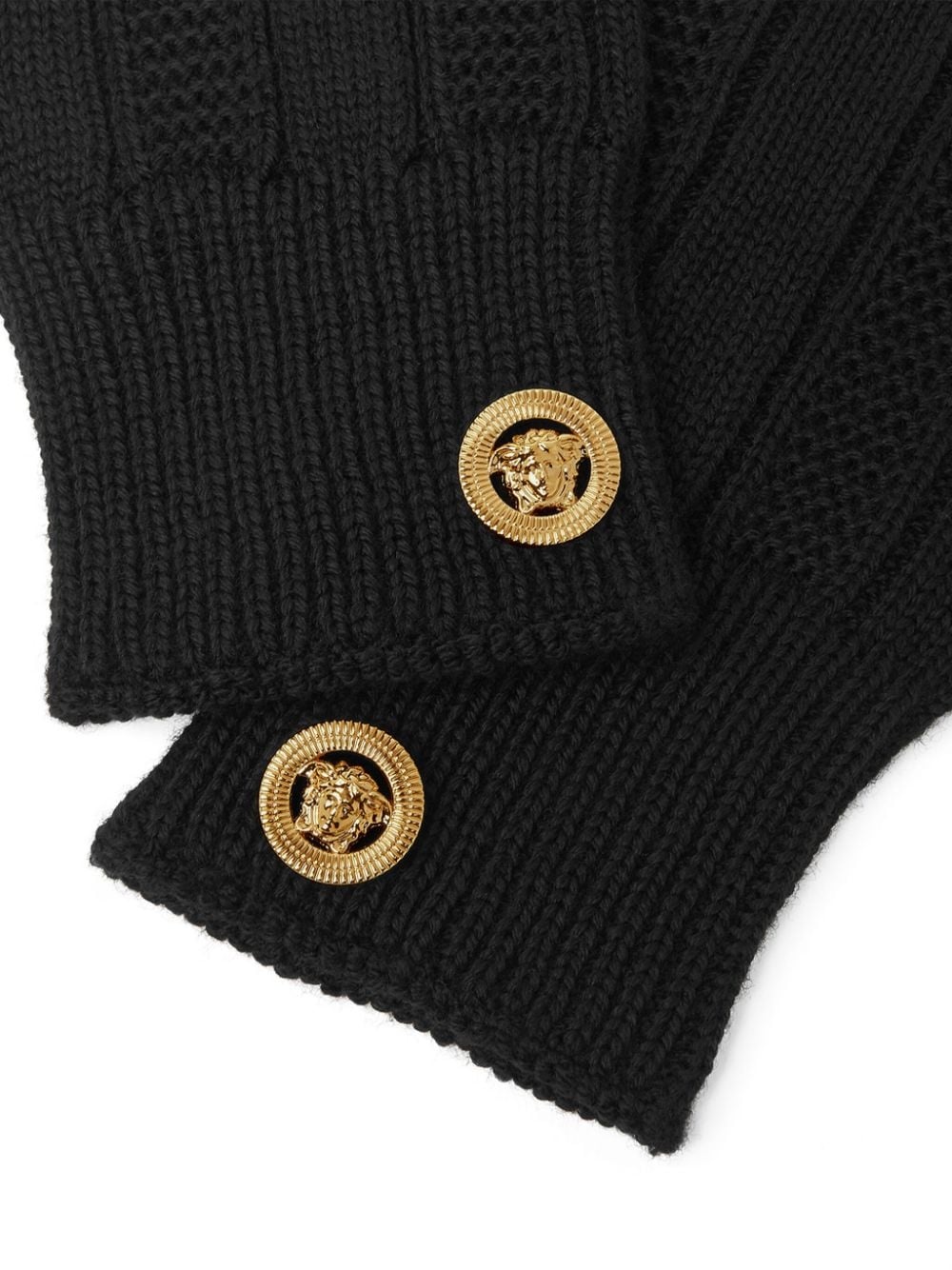 Medusa-plaque ribbed-knit gloves - 2