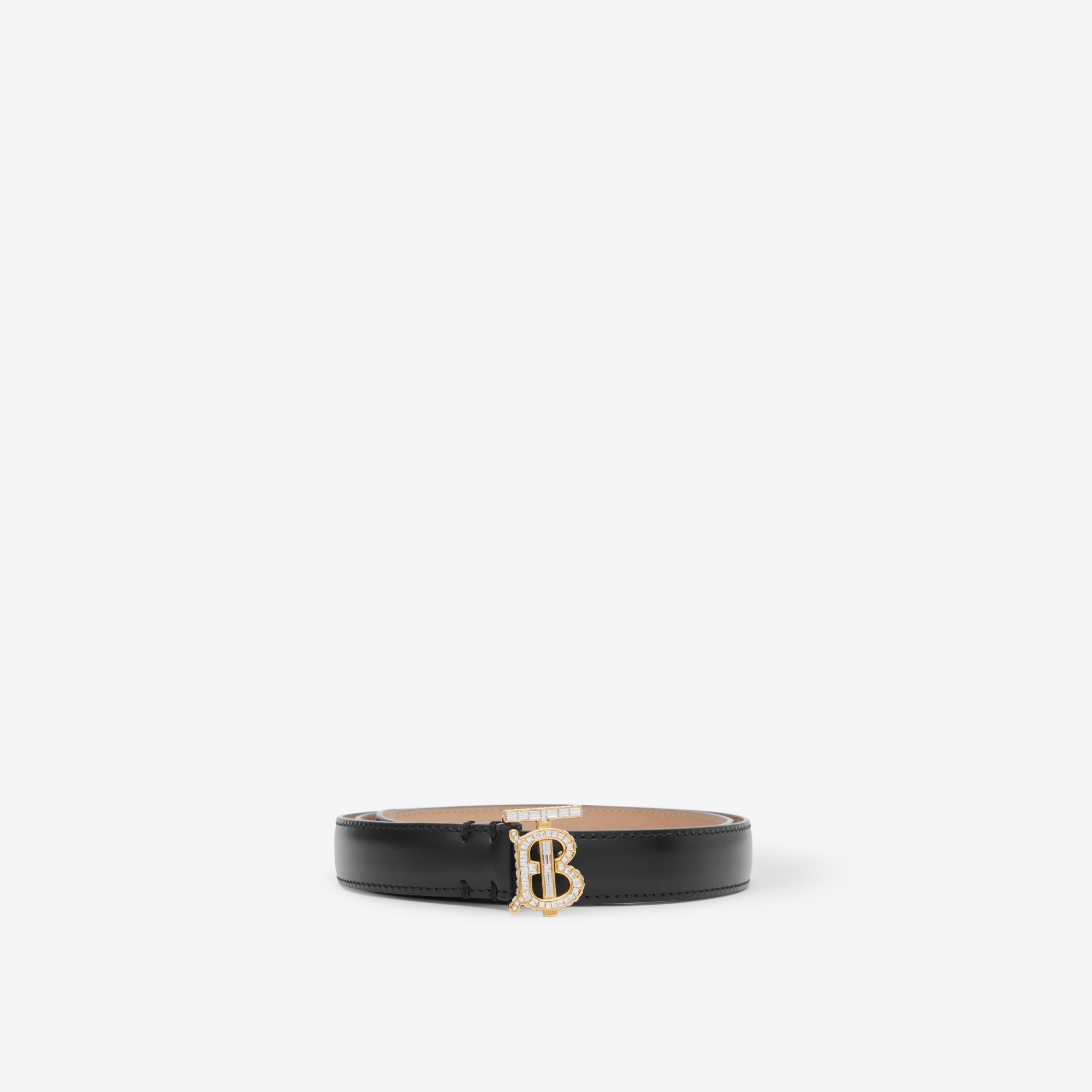 Crystal Monogram Motif Leather TB Belt - 1