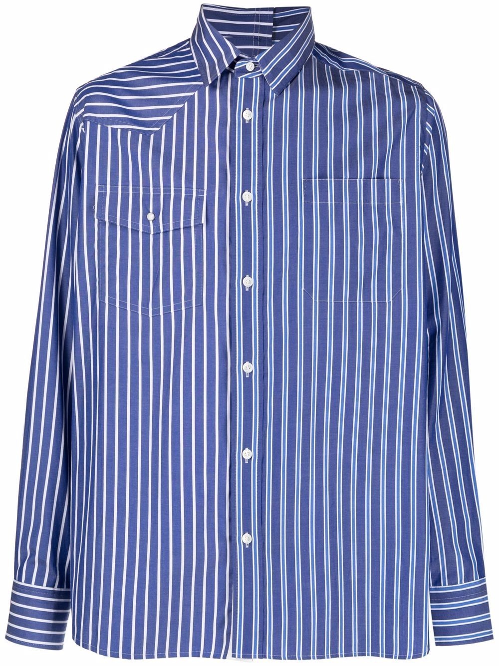 panelled striped shirt - 1