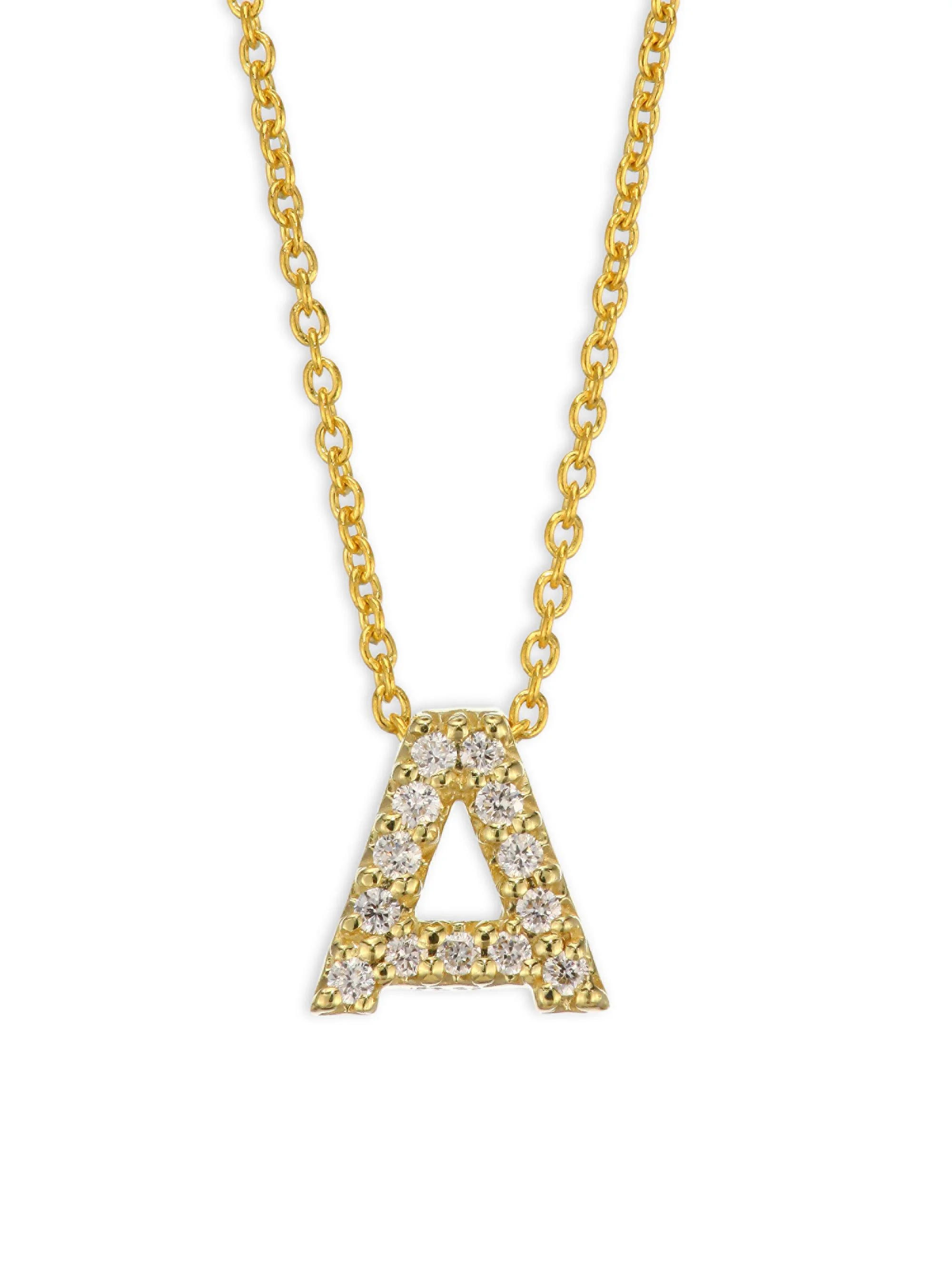 Women's Tiny Treasures Diamond & 18K Yellow Gold Initial Necklace - Initial A - 1