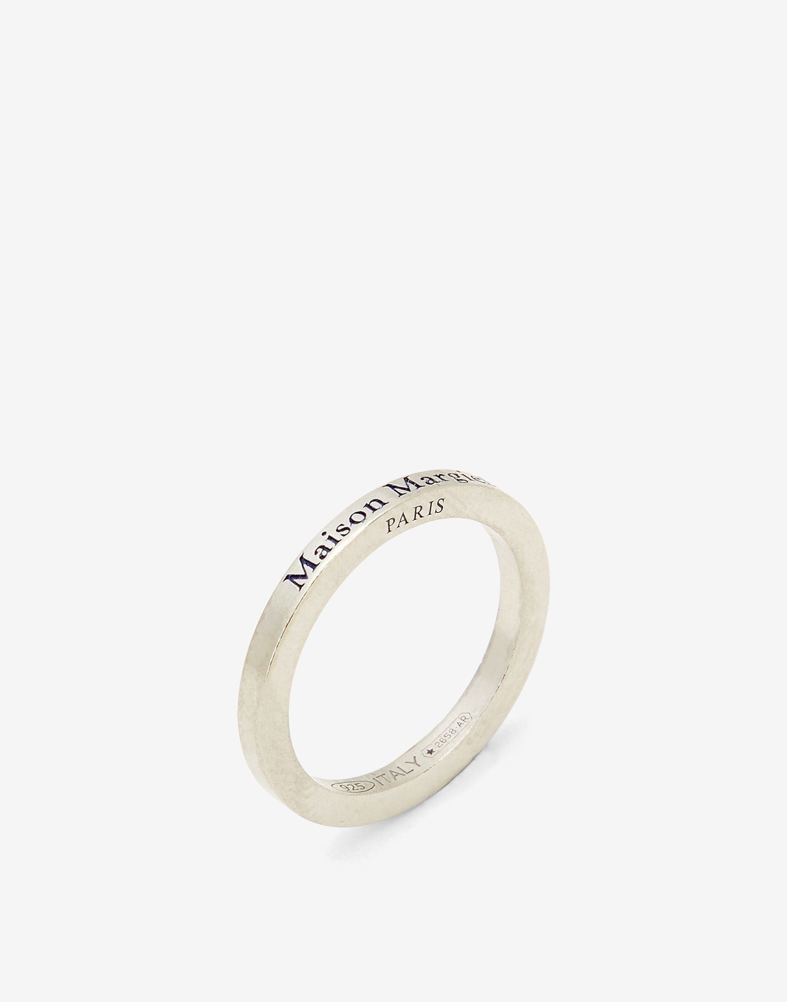 Logo engraved slim silver ring - 3