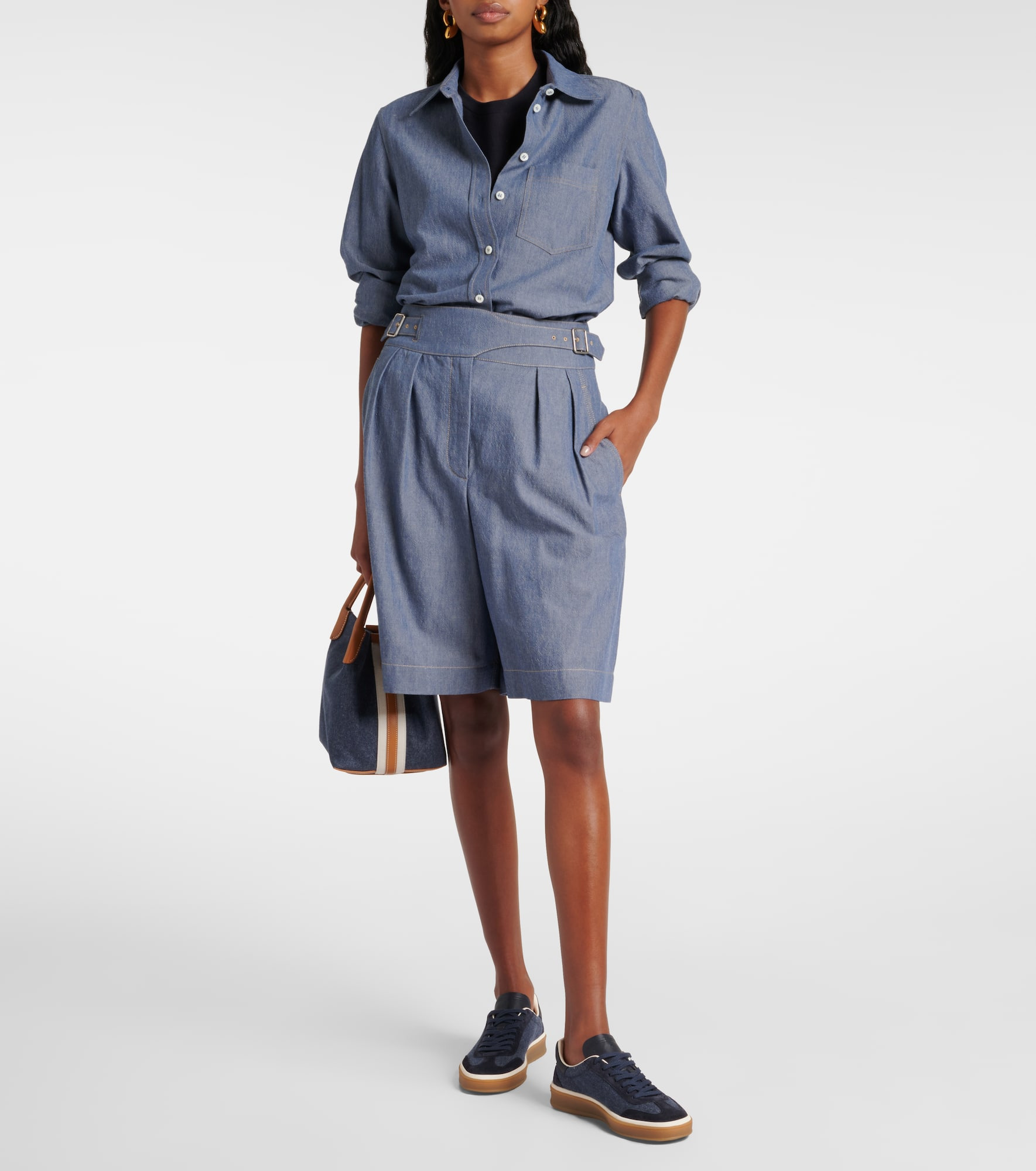 Tennis Walk suede-trimmed denim sneakers - 3