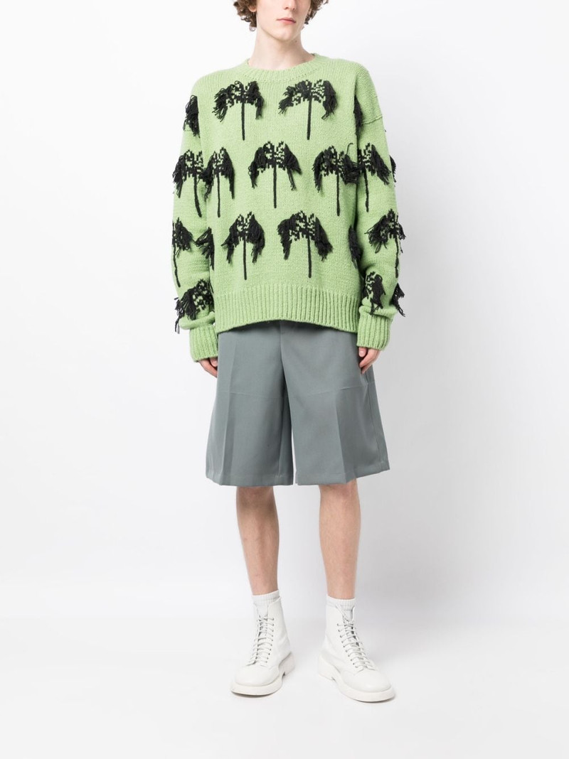 Jil Sander Intarsia fringed cotton-blend jumper outlook