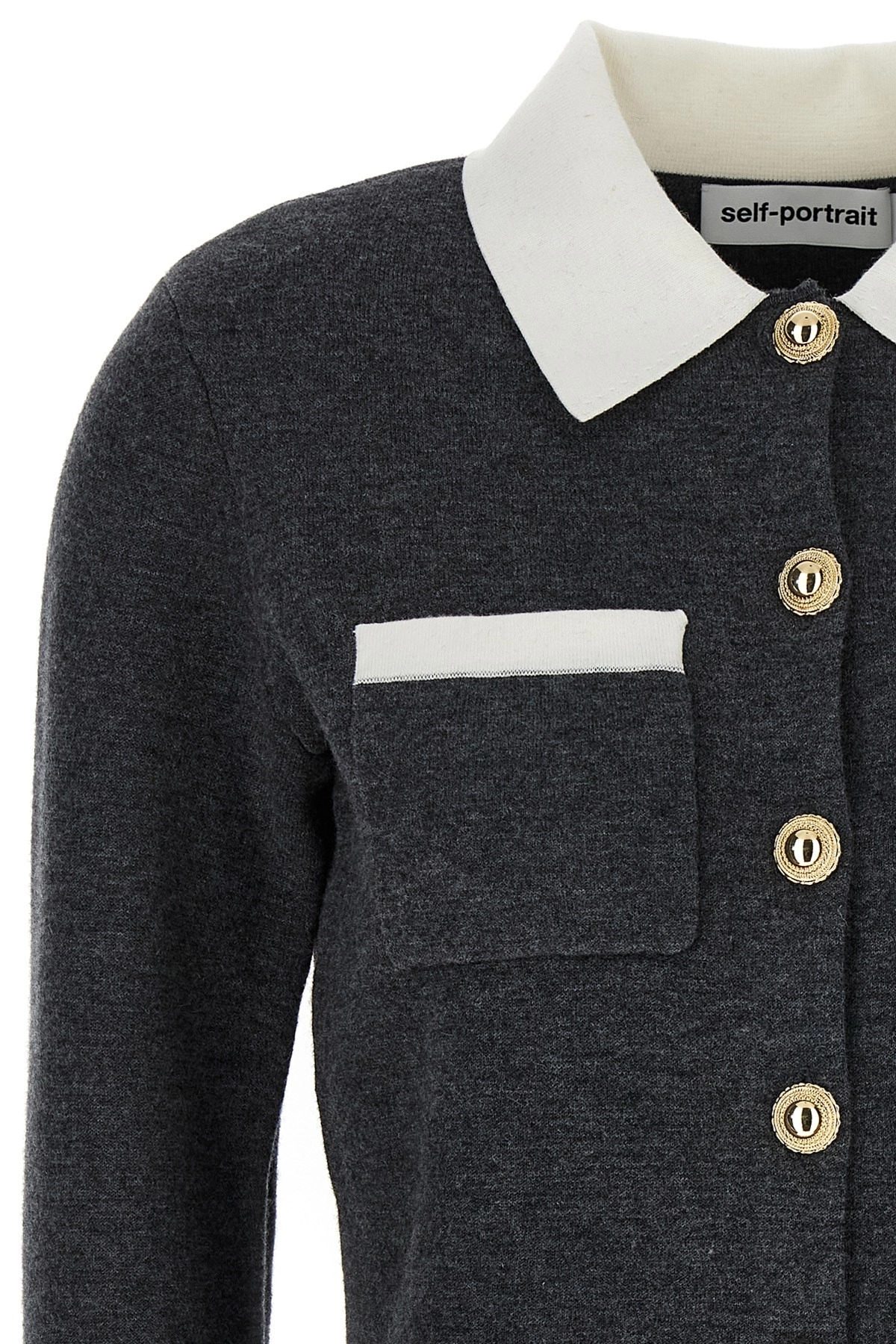 'Grey Contrast Collar' cardigan - 3