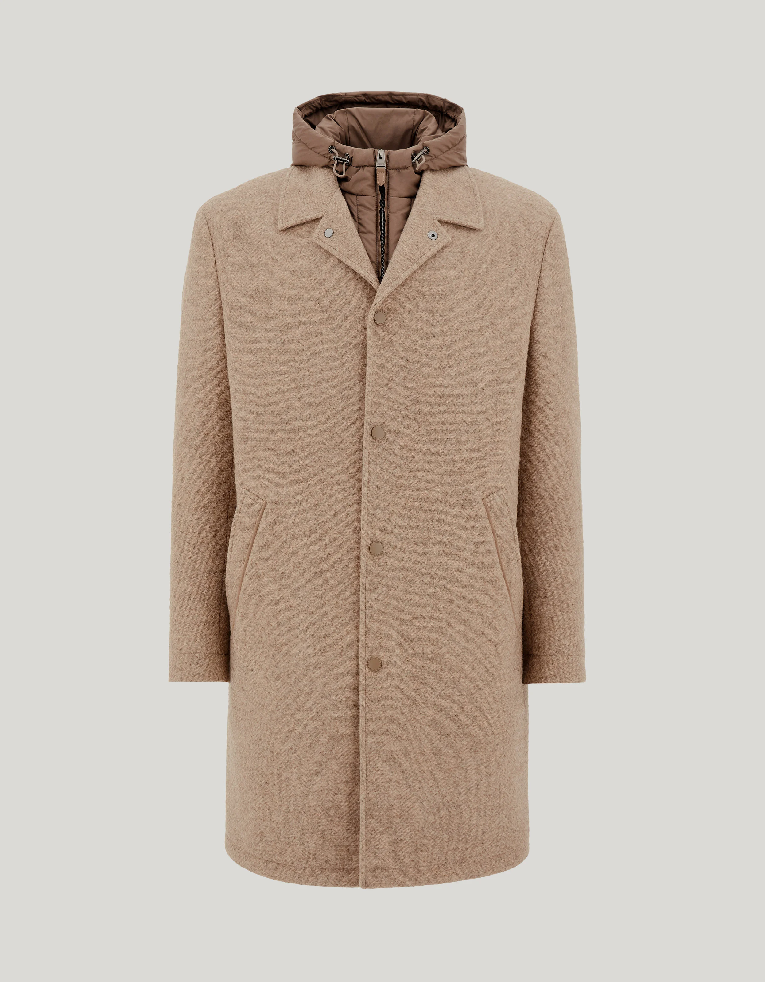 3-IN-1 WOOL BLEND MOTIF CAR COAT IN BEIGE MELANGE - 1