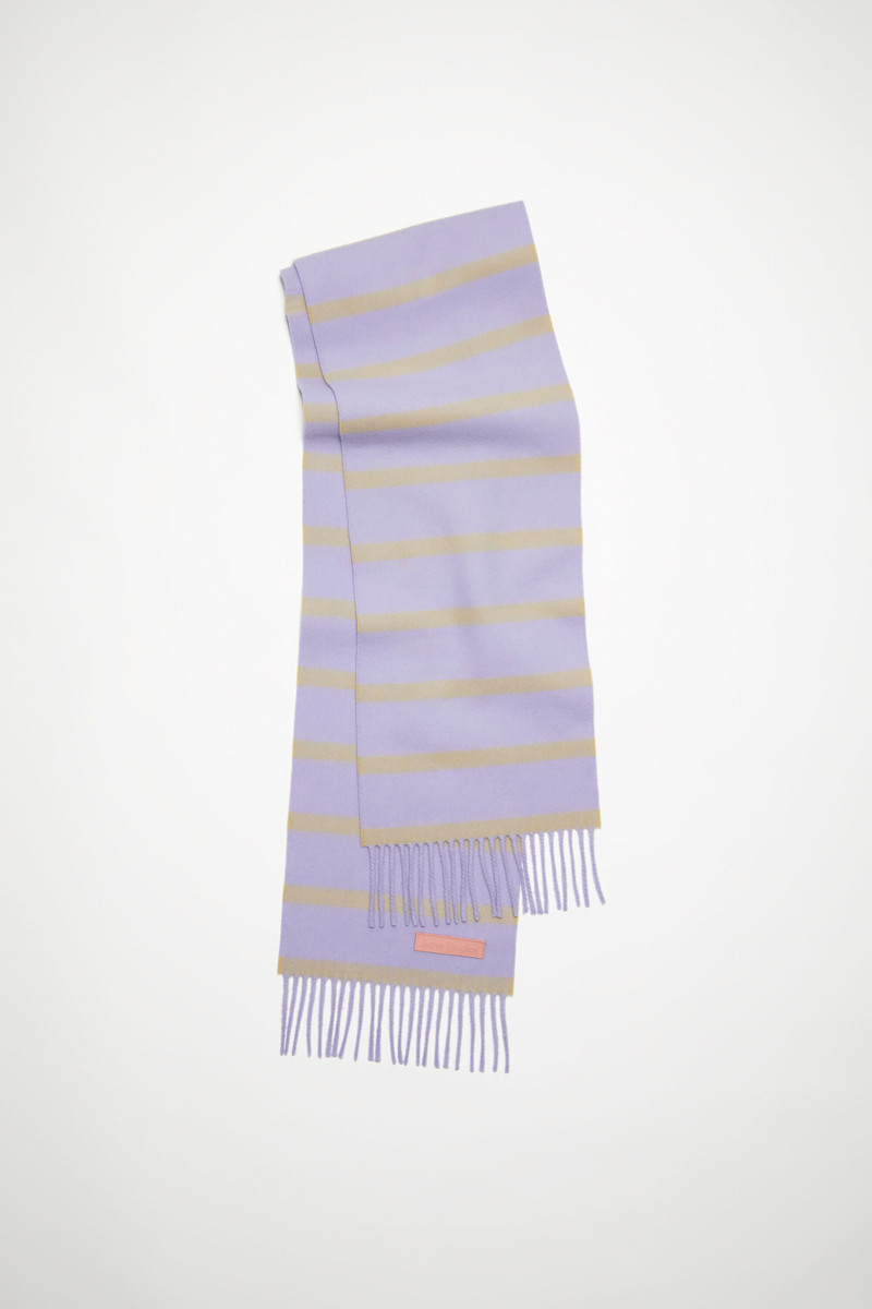 Wool scarf pink label - Narrow - Lilac/Yellow 1