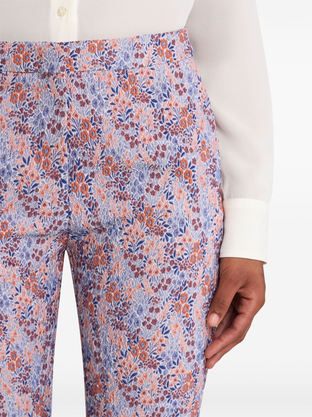 floral-jacquard trousers - 5