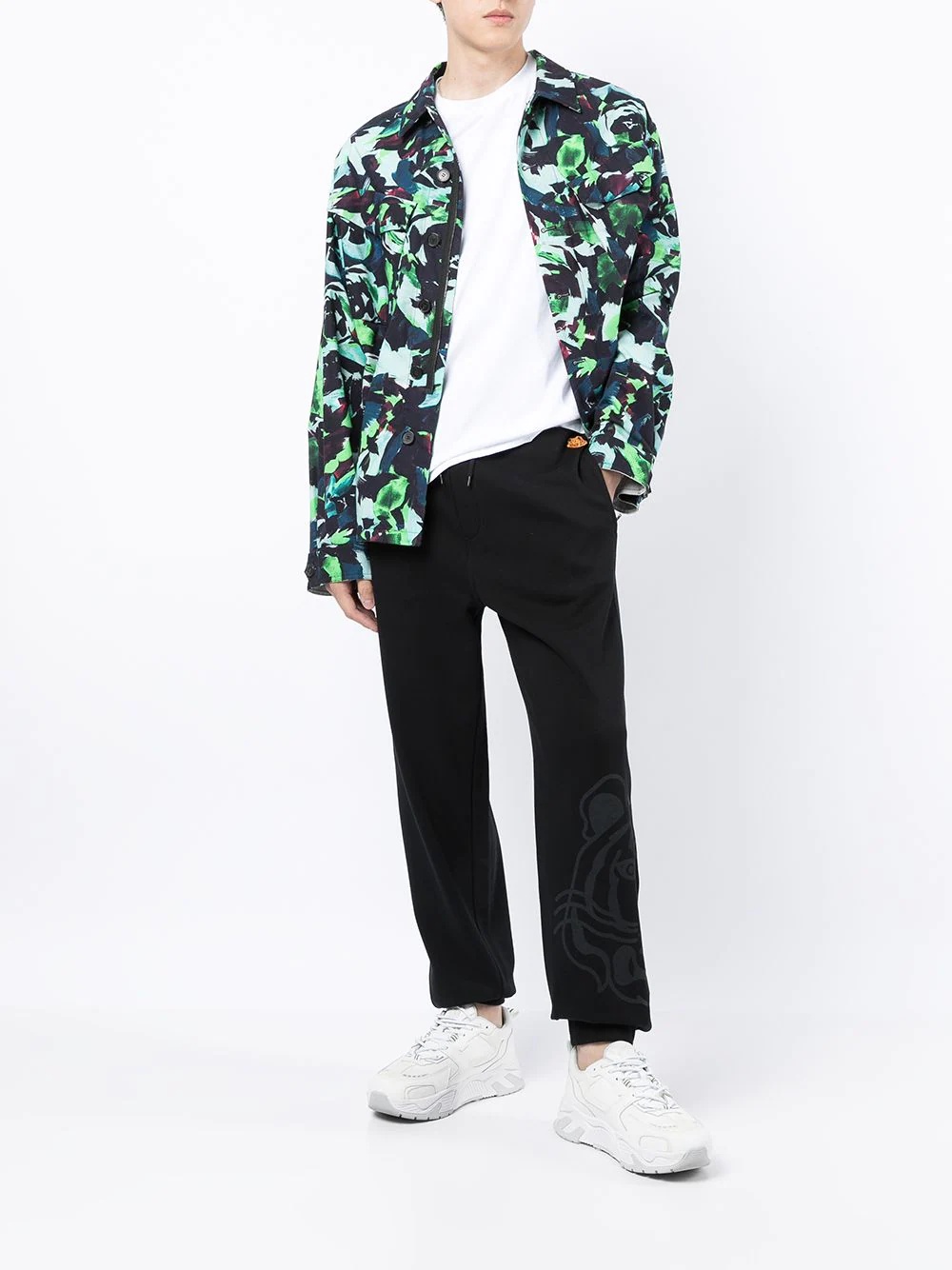 Tiger-print cotton track pants - 2