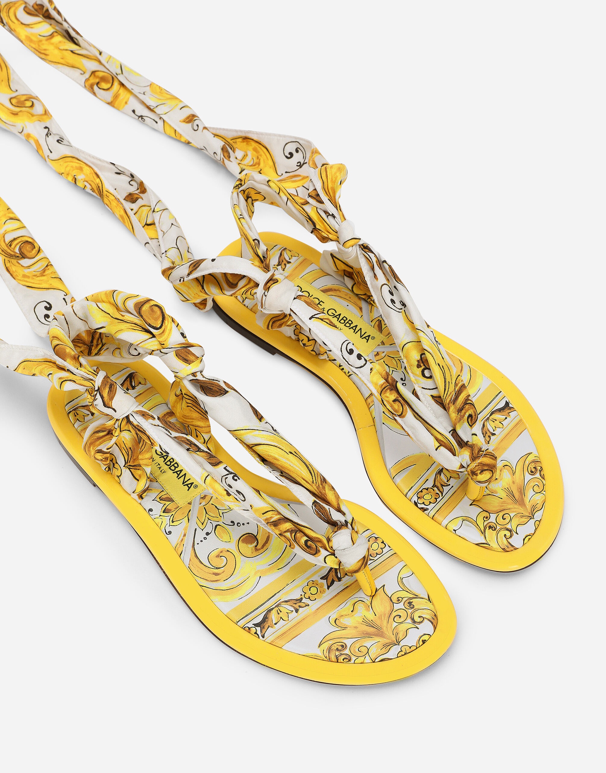Printed silk twill thong sandals - 4