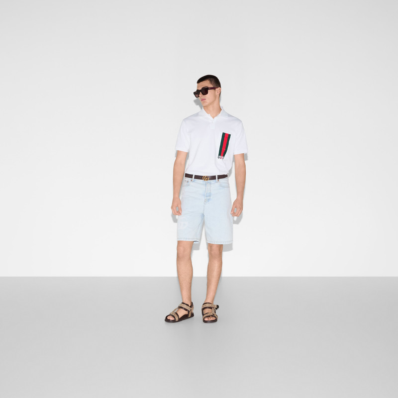 GUCCI Cotton piquet polo shirt with print outlook