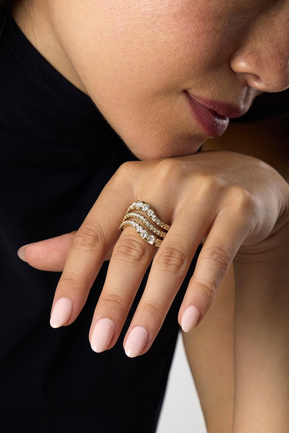 Clara Diamond Triple Wave Ring - 2
