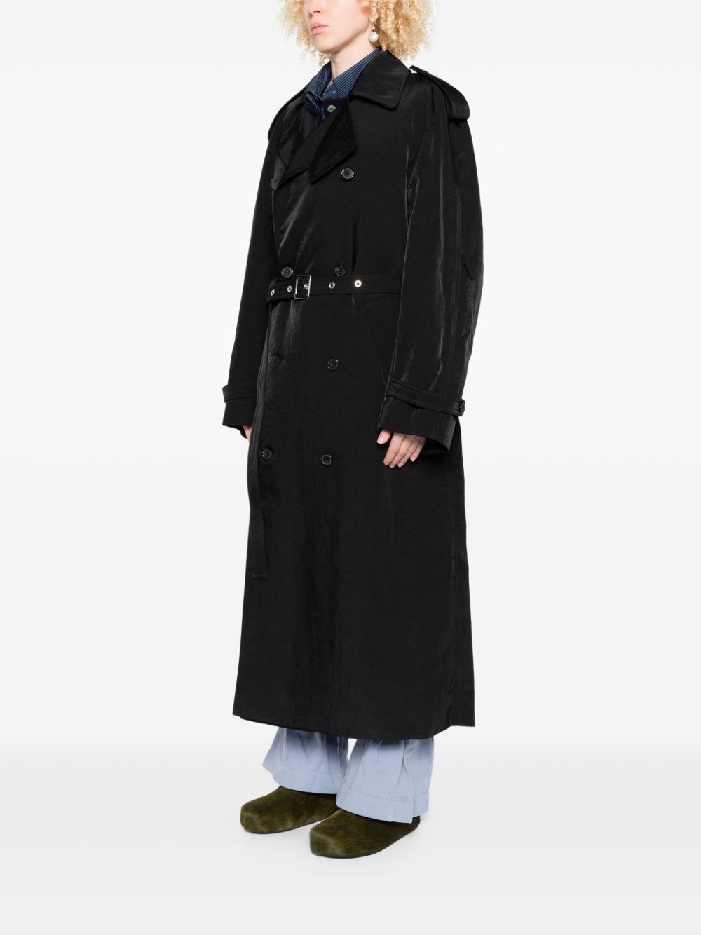 double-breasted belted coat - 3