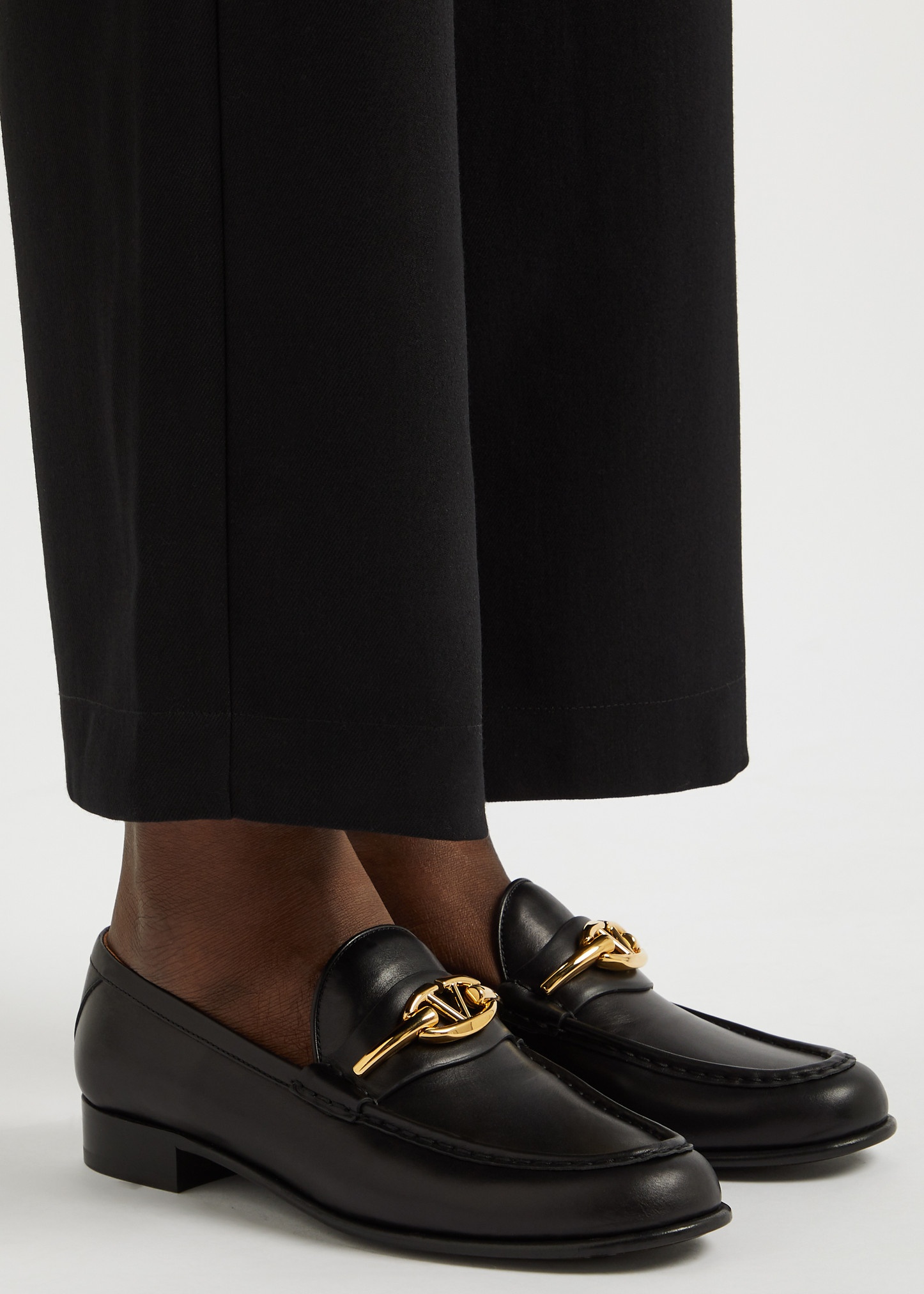 VLogo leather loafers - 5
