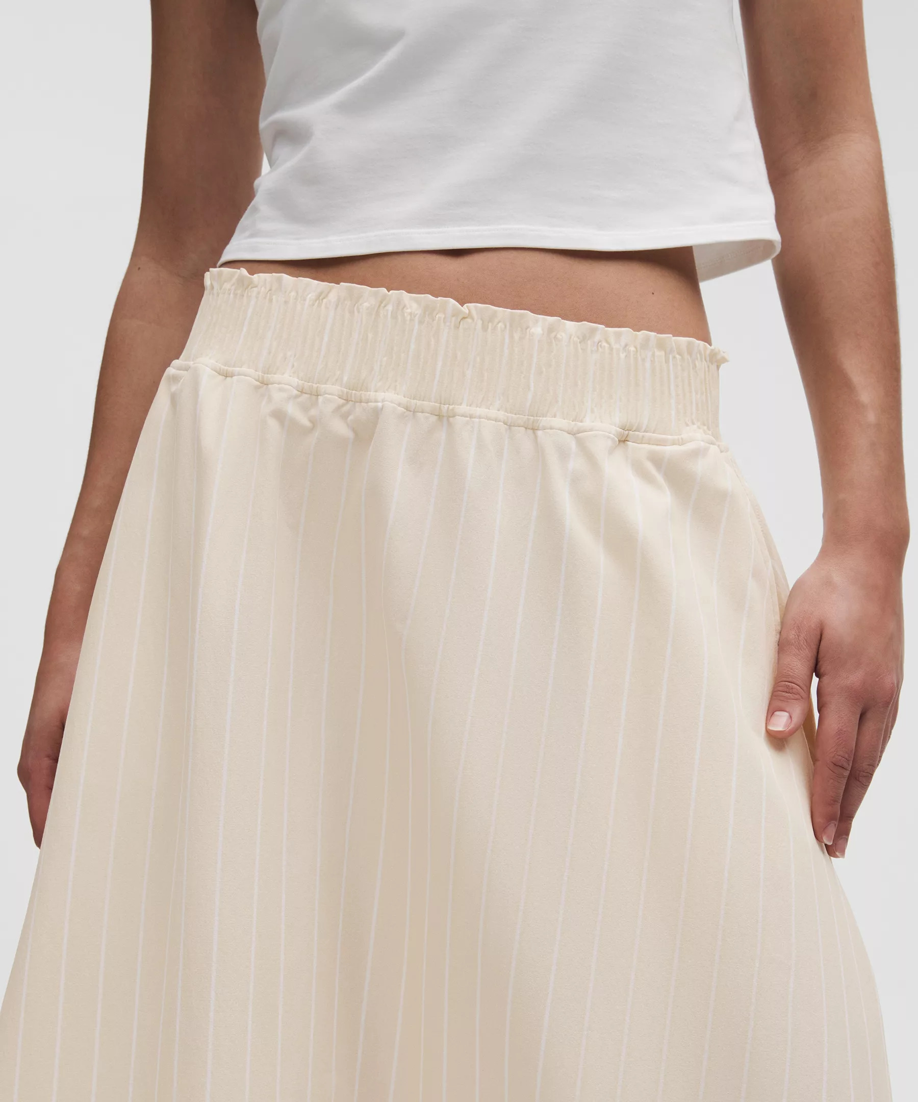 Stretch Woven Ruffle-Waist Midi Skirt - 4