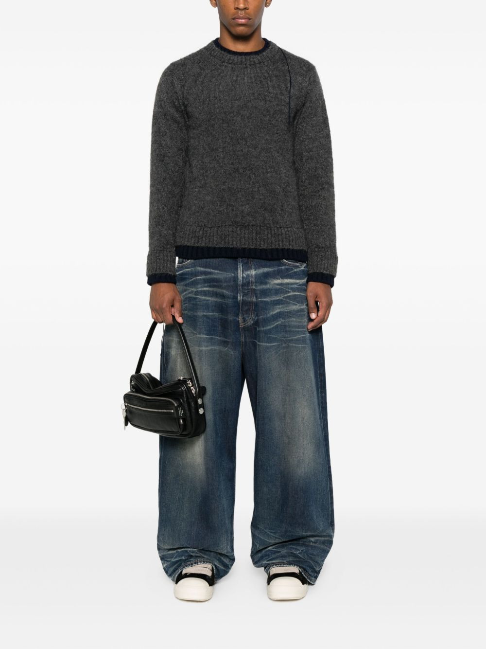 double-layered frayed-edge sweater - 2