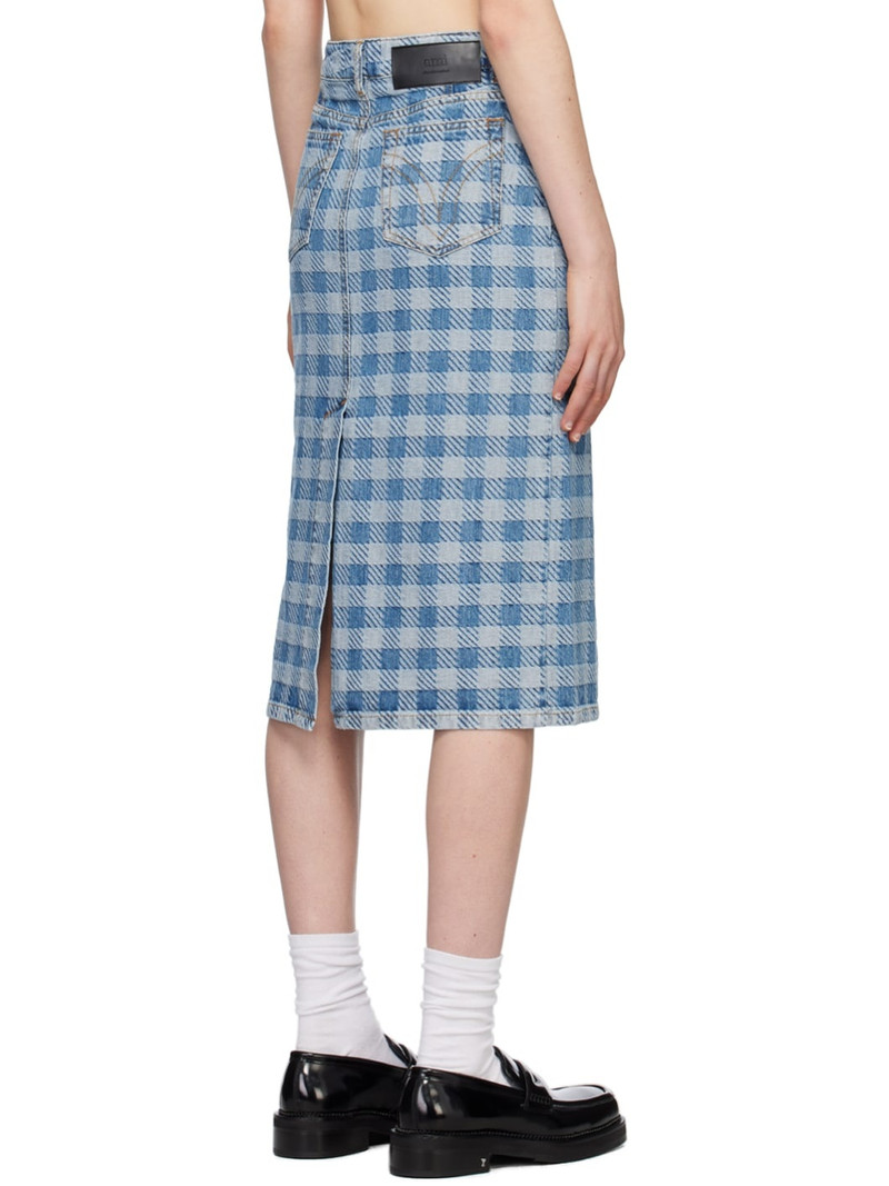 Blue Gingham Denim Midi Skirt 3