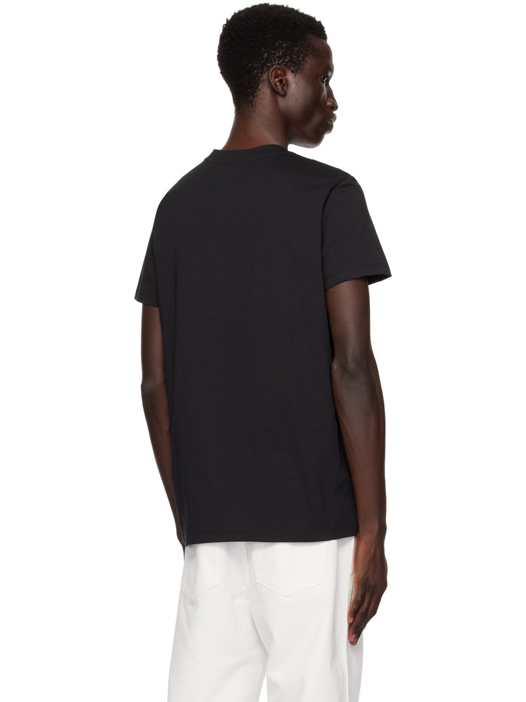 Black 'Balmain Paris' Flocked T-Shirt - 3
