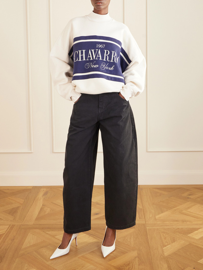 WILLY CHAVARRIA Oversized Embroidered Striped Cotton-jersey Sweater outlook